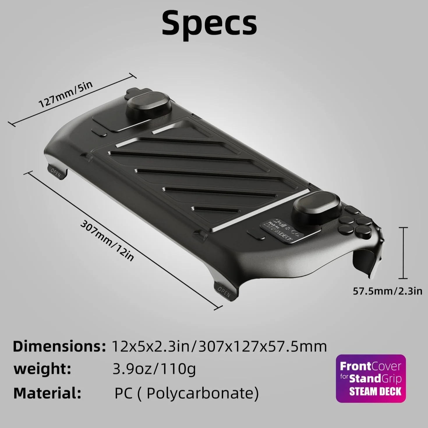 Skull & Co. Zestaw ochronny Stand Grip GripCase z przednią osłoną dla Steam Deck/OLED - Dymny