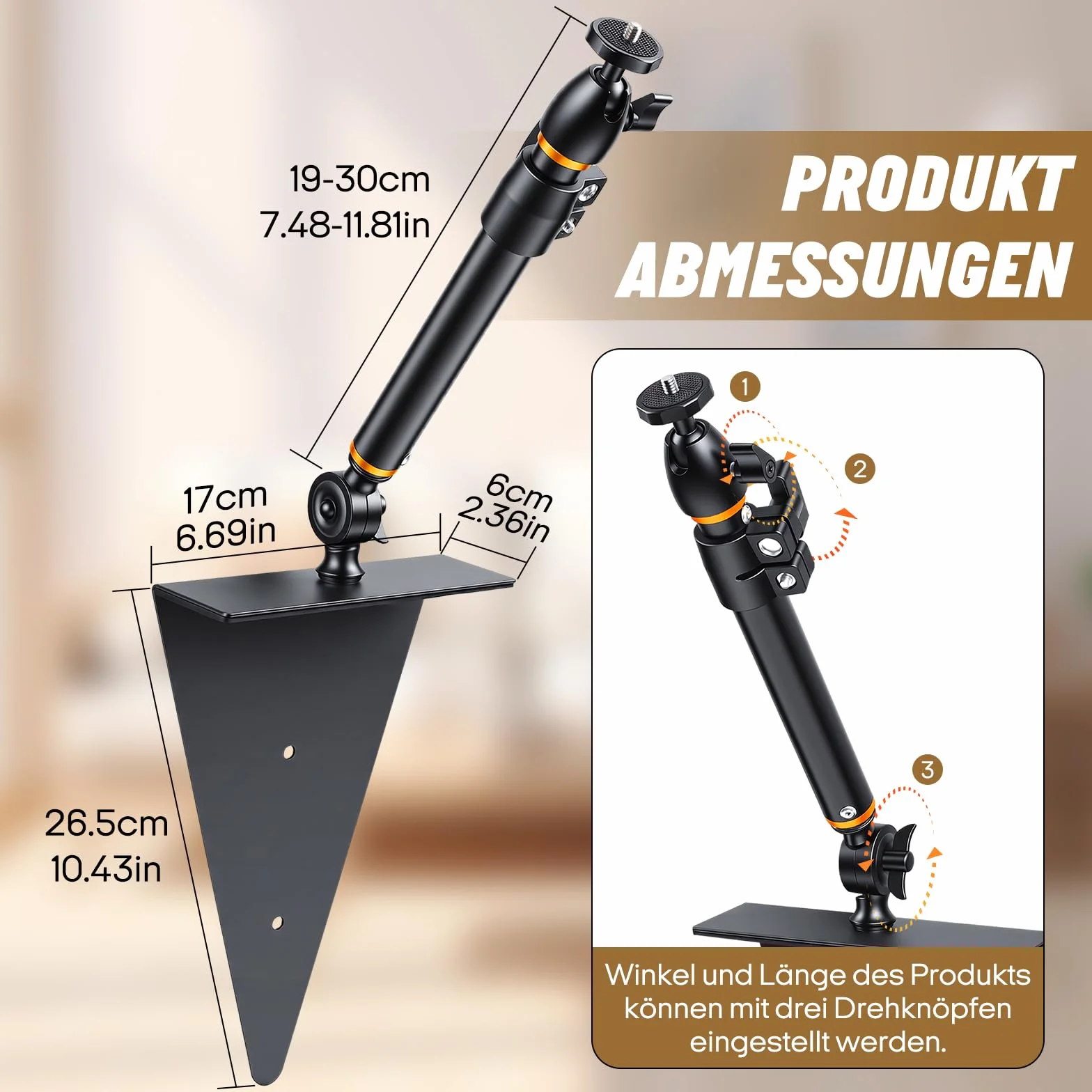 Uchwyt do projektora na łóżko i sofę, regulowany 33-45 cm, ukryty design, kompatybilny z 99% projektorami