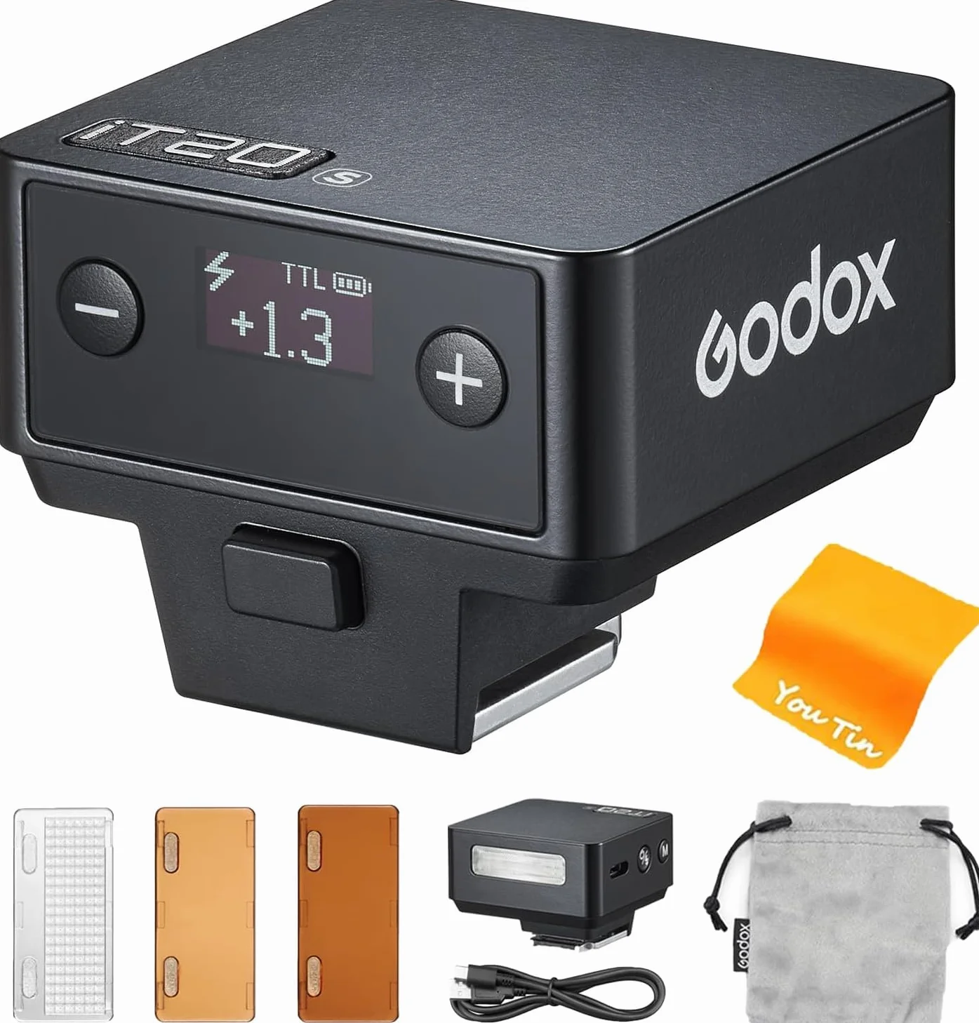 Godox IT20 S IT20S TTL Mini lampa błyskowa do aparatów Sony, 700 błysków, czas ładowania 1,5 s, 6 poziomów (moc 1/32-1/1), dyfuzor magnetyczny i filtr, wbudowana bateria litowa