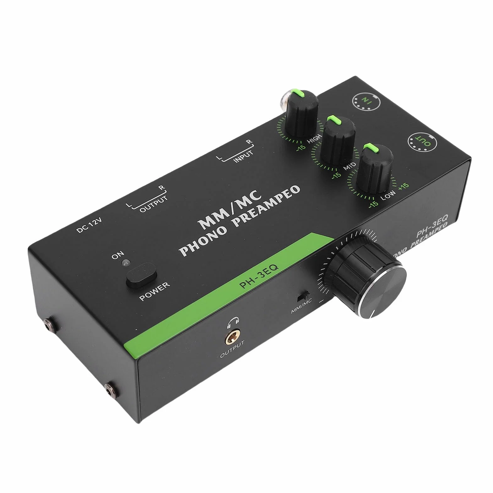SUNGOOYUE Mm/MC Phono Preamp, Profesjonalny Przedwzmacniacz Mini Stereo Fonografu dla Gramofonu z 5 -pinowymi Wyjściem Wejściowym XLR 3,5 Mm Wyjście do Regulowanej (wtyczka UE)