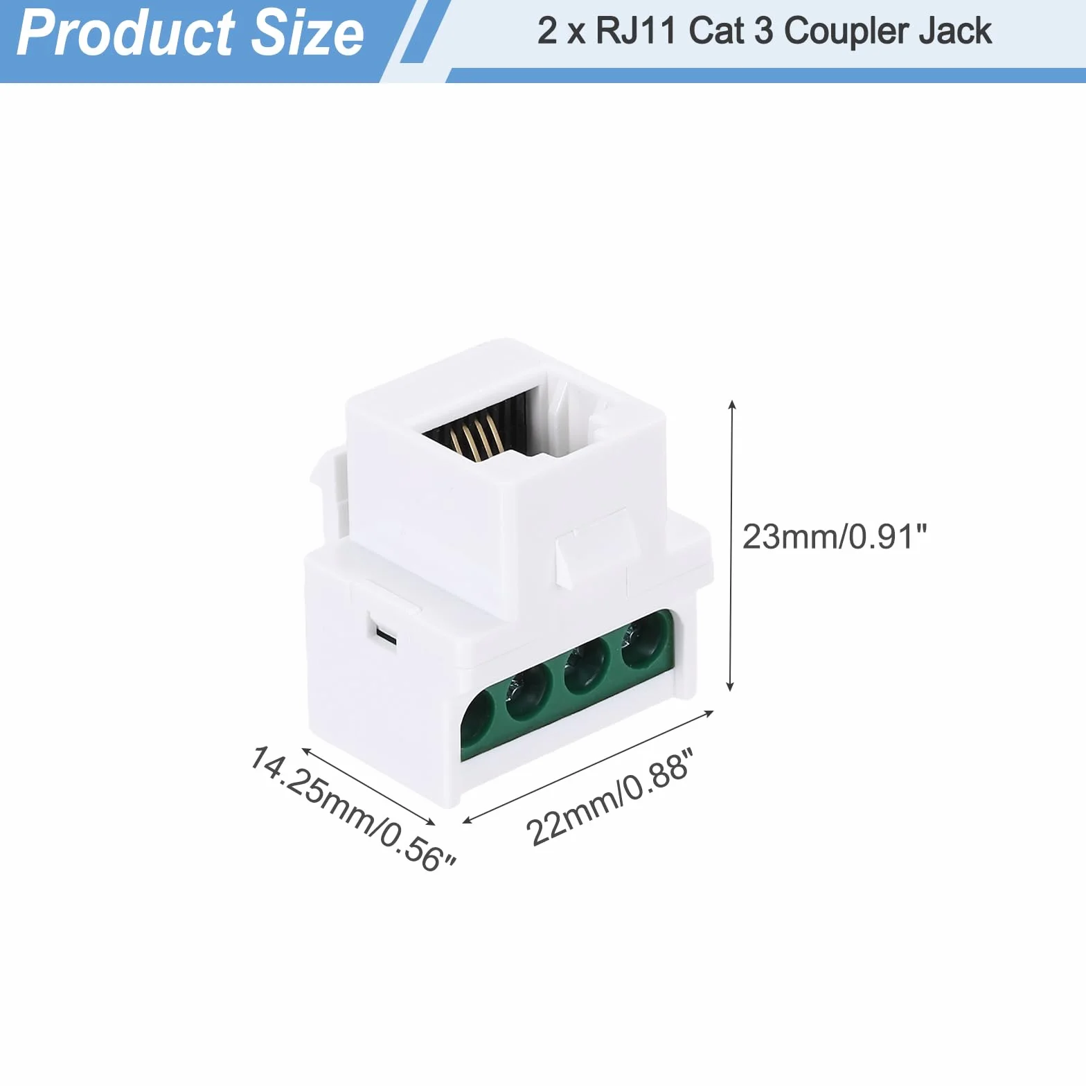 QUARKZMAN 2 sztuki RJ11 Cat 3 Gniazda telefoniczne, Cat3 Jack łącznik z zaciskami śrubowymi do RJ11 6P4C żeńskie, białe