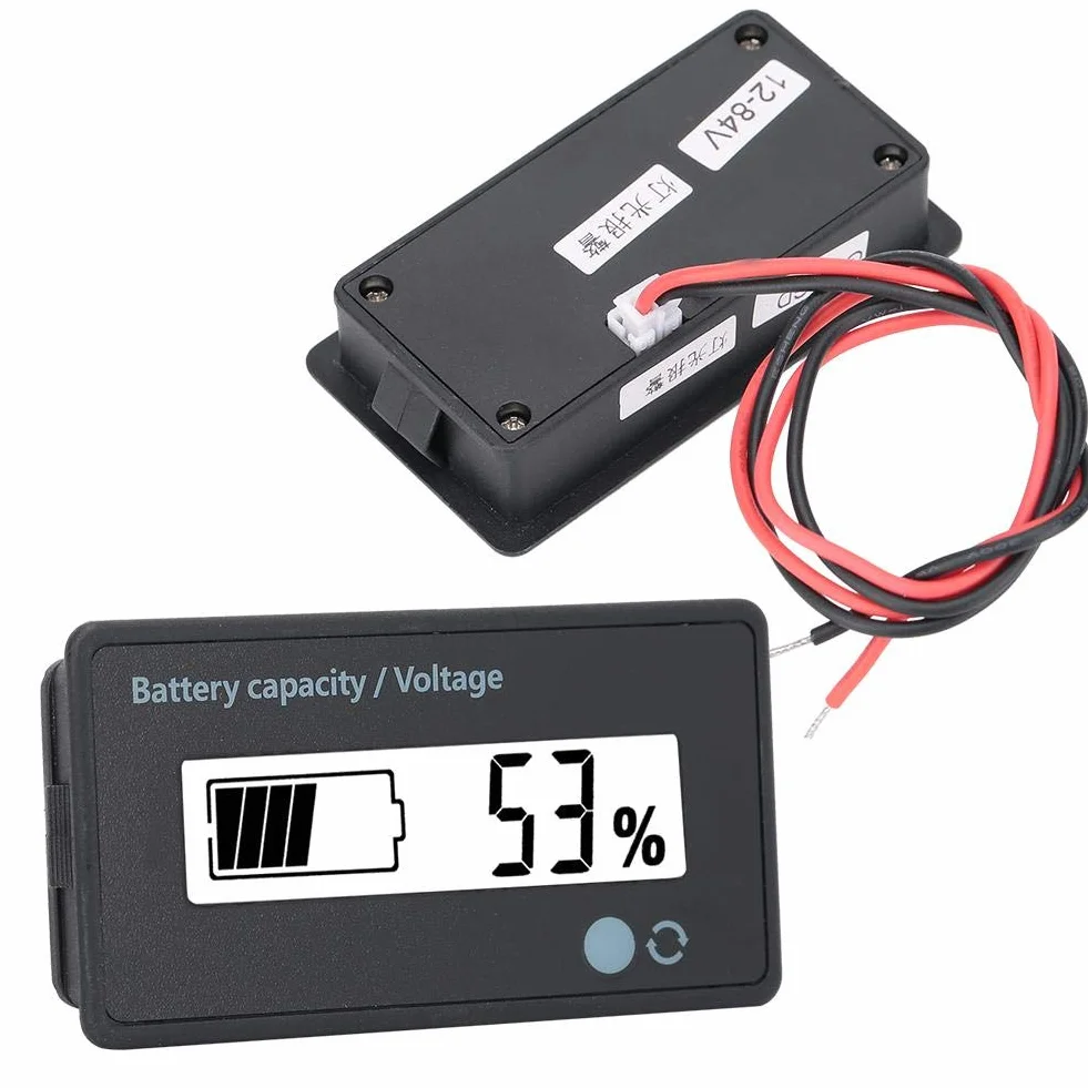 Tester pojemności baterii LCD z alarmem, miernik napięcia 12-84V do akumulatora kwasowo-ołowiowego, bateria litowa, bateria litowo-żelazna (biała)