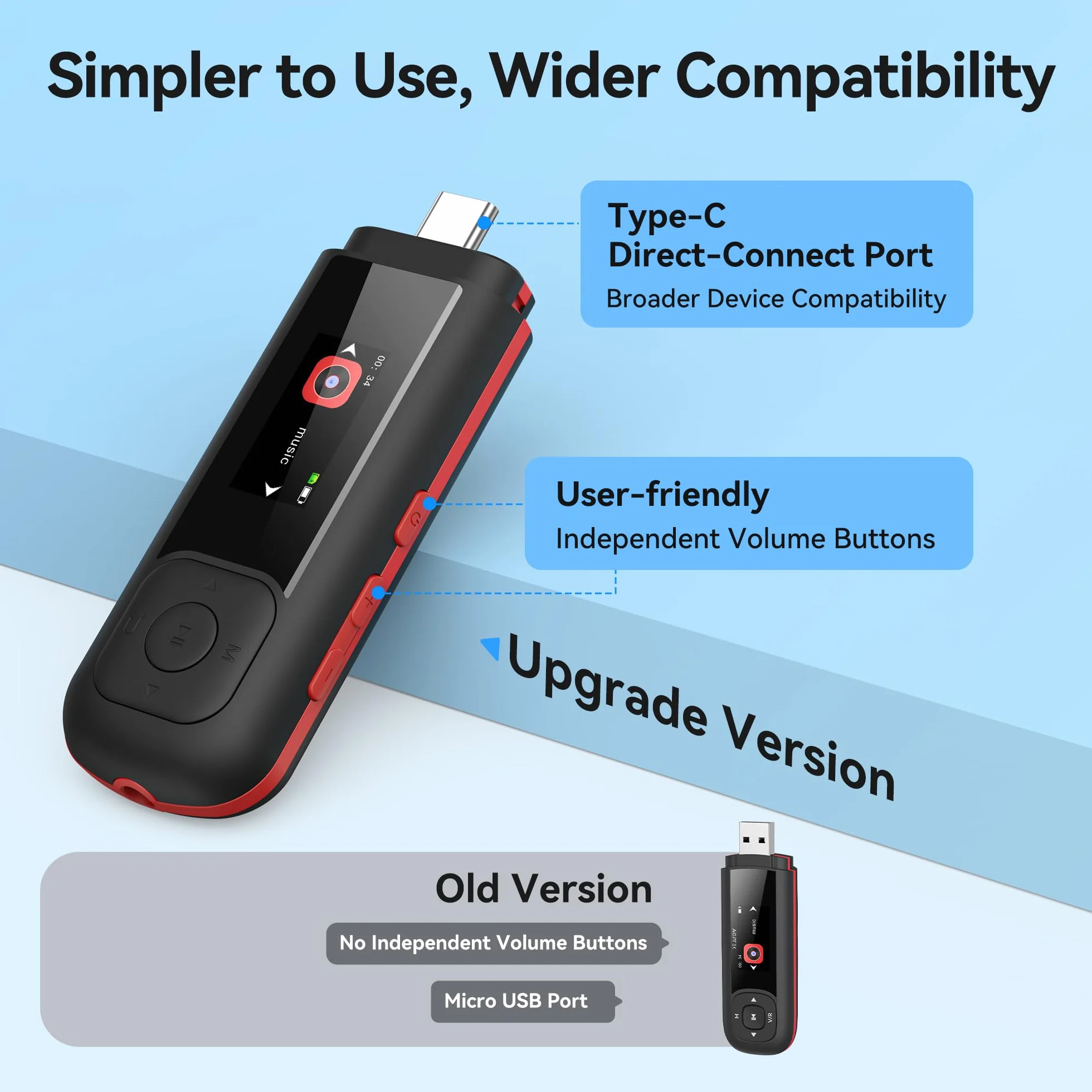 AGPTEK Odtwarzacz MP3 64 GB