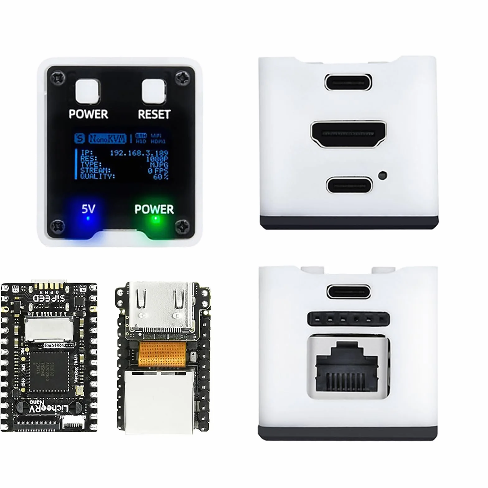 youyeetoo Sipeed NanoKVM Mini Remote Control Operations Maintenance Server, 1TOPS NPU 1GHz C906 RISC-V Linux Single Board komputer, z przyłączem sieciowym 100 m (pakiet Lite)