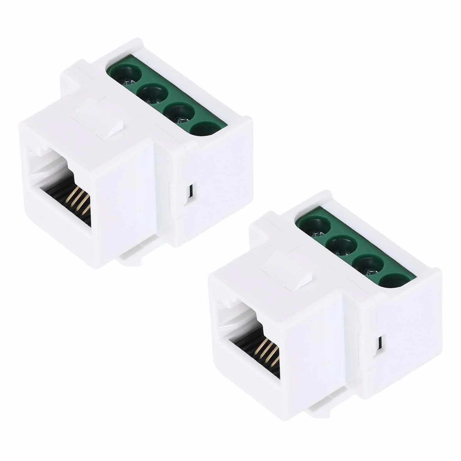 QUARKZMAN 2 sztuki RJ11 Cat 3 Gniazda telefoniczne, Cat3 Jack łącznik z zaciskami śrubowymi do RJ11 6P4C żeńskie, białe