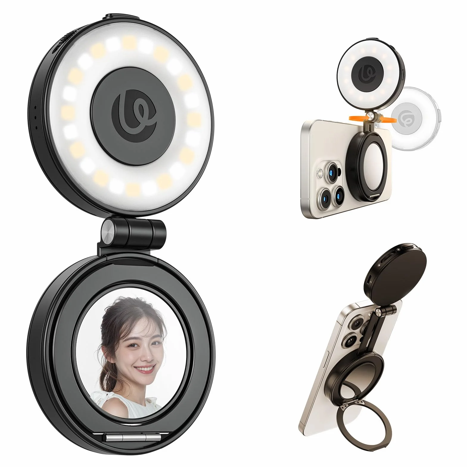 ULANZI LM23 Magnetyczna lampa pierścieniowa do selfie 360° Czarny