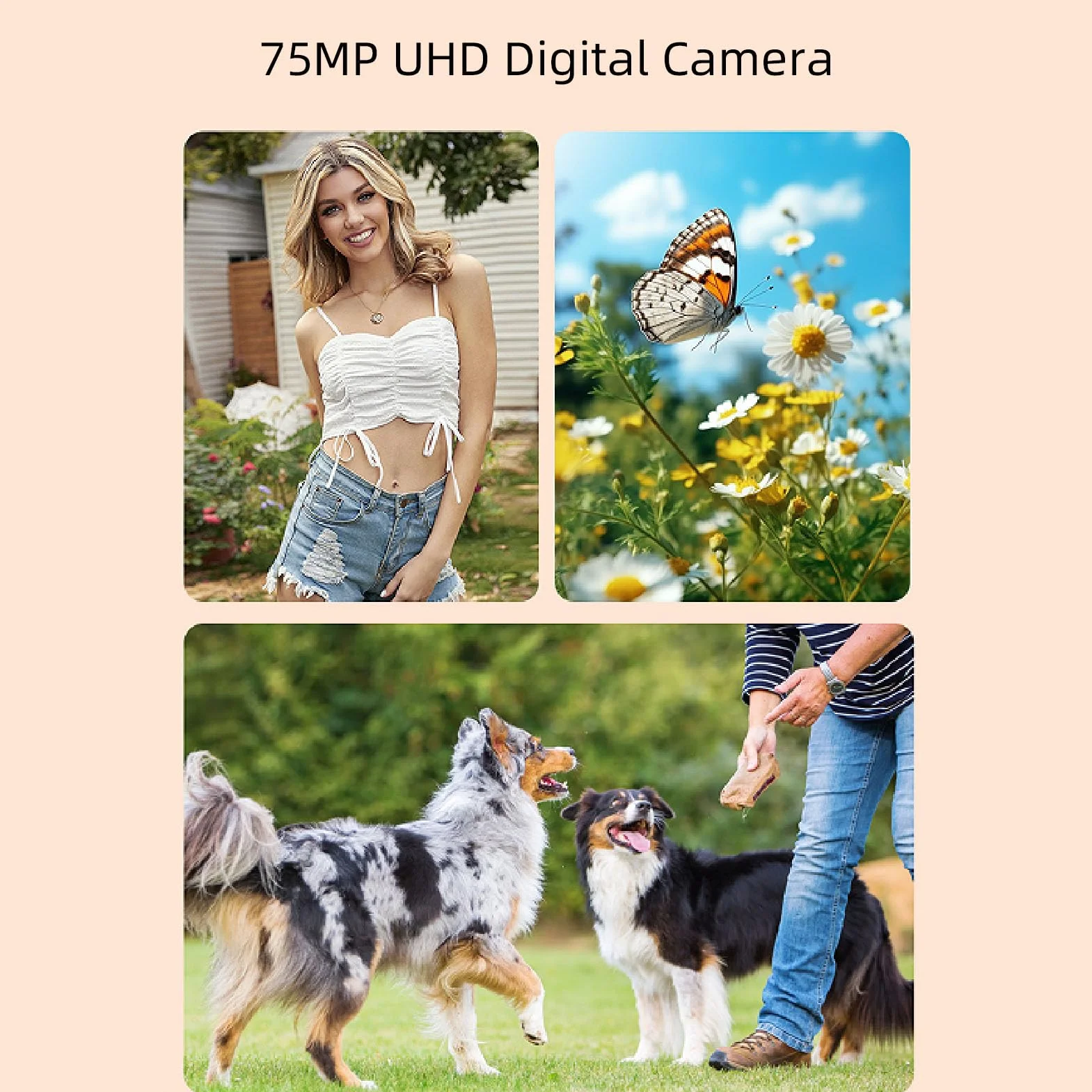 Aparat Cyfrowy, 5K 75MP Autofocus Wi -Fi Vedio Camera do Fotografii, z Ekranem Klapki 3 Cali 180 °, 18x Cyfrowy Zoom, Kompaktowy Mały Aparat dla Chłopców Dziewczyn (32GB)