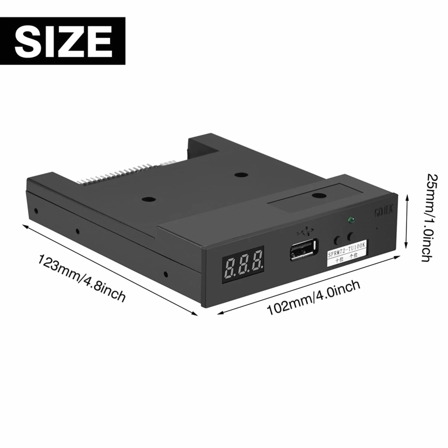 3,5-calowy emulator napędu dyskietek USB, Richer-R SFRM72-TU100K 720K 3,5-calowy emulator napędu dyskietek USB, odpowiedni do przemysłowych urządzeń sterujących Czarny