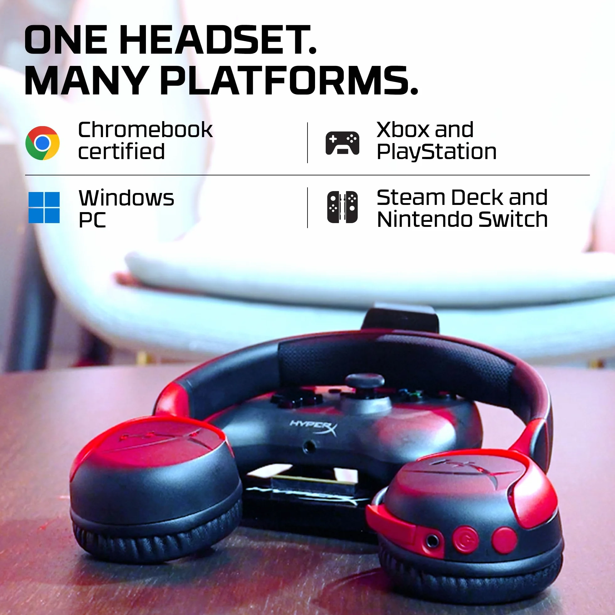 HyperX Cloud Mini Wireless - Bezprzewodowy zestaw słuchawkowy do gier dla dzieci, ograniczenie głośności 85dB, dla PC/Switch/PS/Chromebook/Xbox/Mobile, czarny
