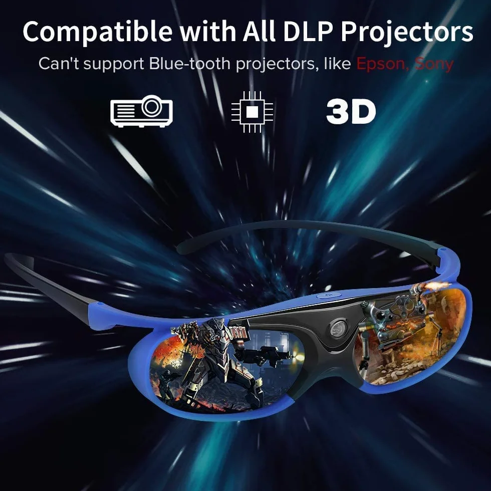 Okulary 3D DLP Link 144 Hz aktywne migawka lekkie