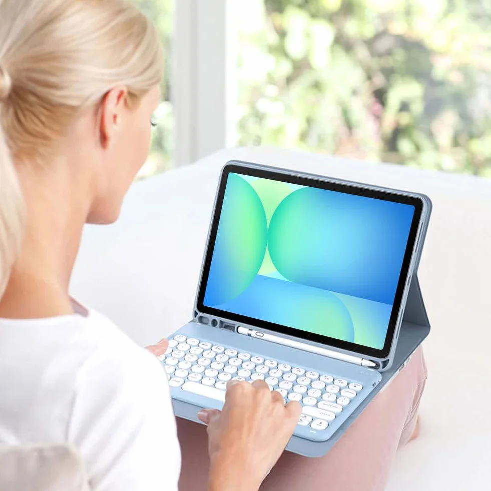 Keyboard Case for Samsung Galaxy Tab S10 FE/S9 FE 10,9 cala/Galaxy Tab S9 11 cali 2023, magnetyczna odłączana klawiatura Bluetooth Slim Case z uchwytem na długopis i myszką,Black