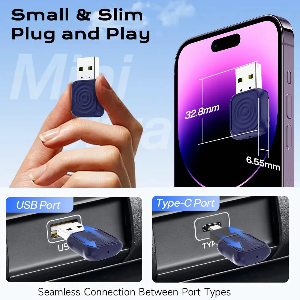 Carlinkit Mini Ultra bezprzewodowy adapter CarPlay Android USB-A/USB-C