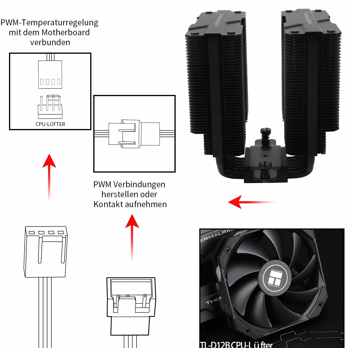 Thermalright Peerless Assassin 120 MINI Black chłodnica procesora, podwójna wieża, 6 x 6 mm rurki grzewcze, wentylator PWM 12 cm, 25,6 dBA, czarny Top Cover, AM5/AM4