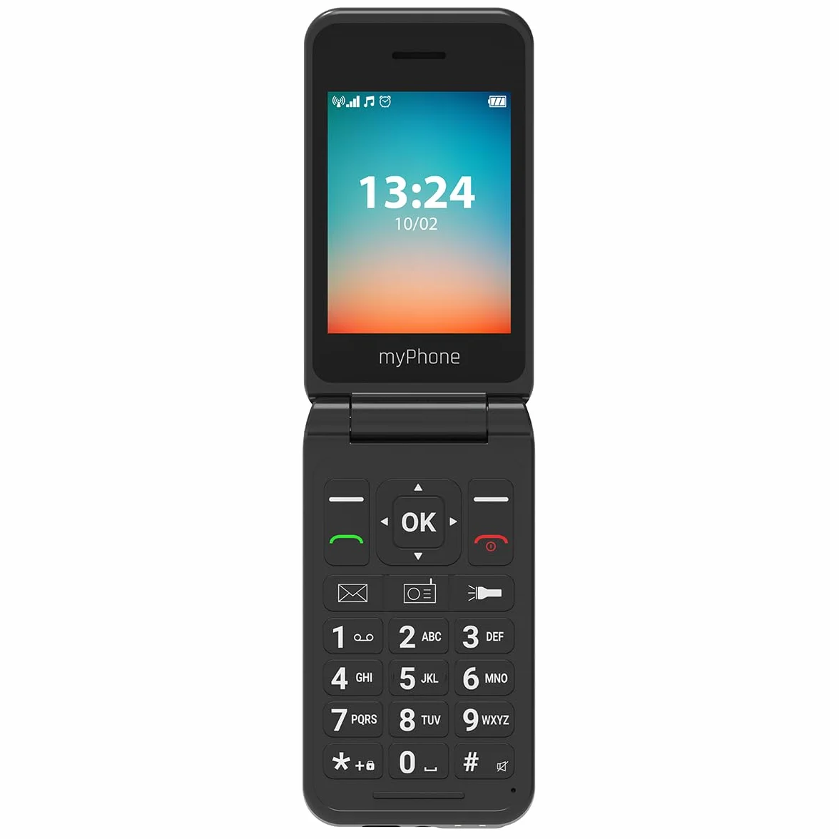 myPhone Flip LTE telefon z klapką dla seniorów przycisk SOS 4G Volte duża bateria 1000 mAh do 6 dni bez ładowania, z latarką, Dual SIM