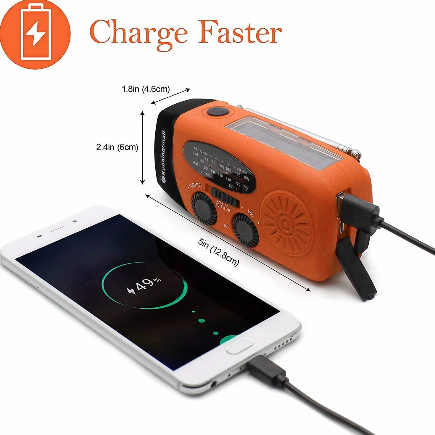 Radio solarne przenośne AM/FM z korbą powerbank 2000 mAh latarka LED na kemping