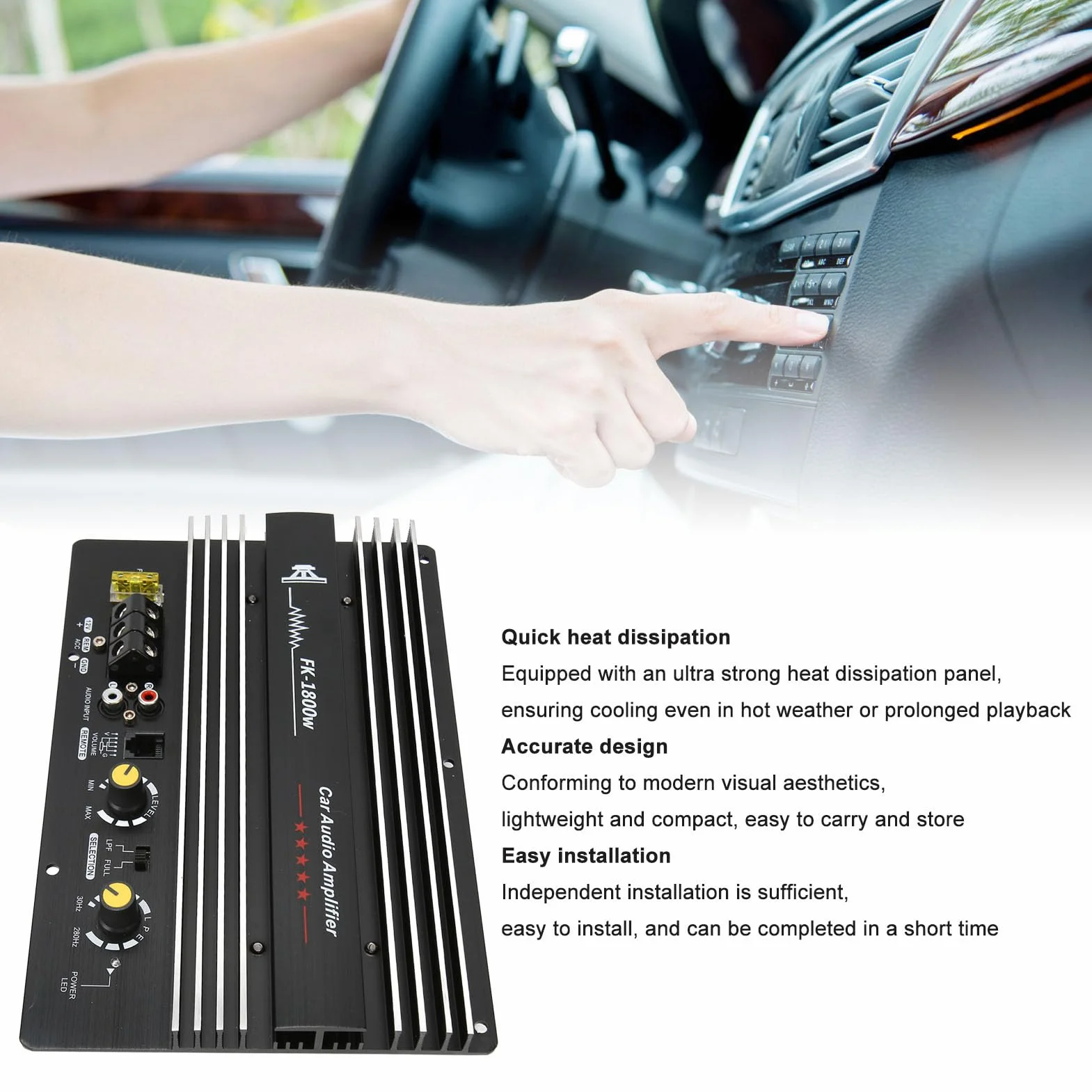 Wzmacniacz Samochodowy 12V 1800W Stereo z Subwooferem