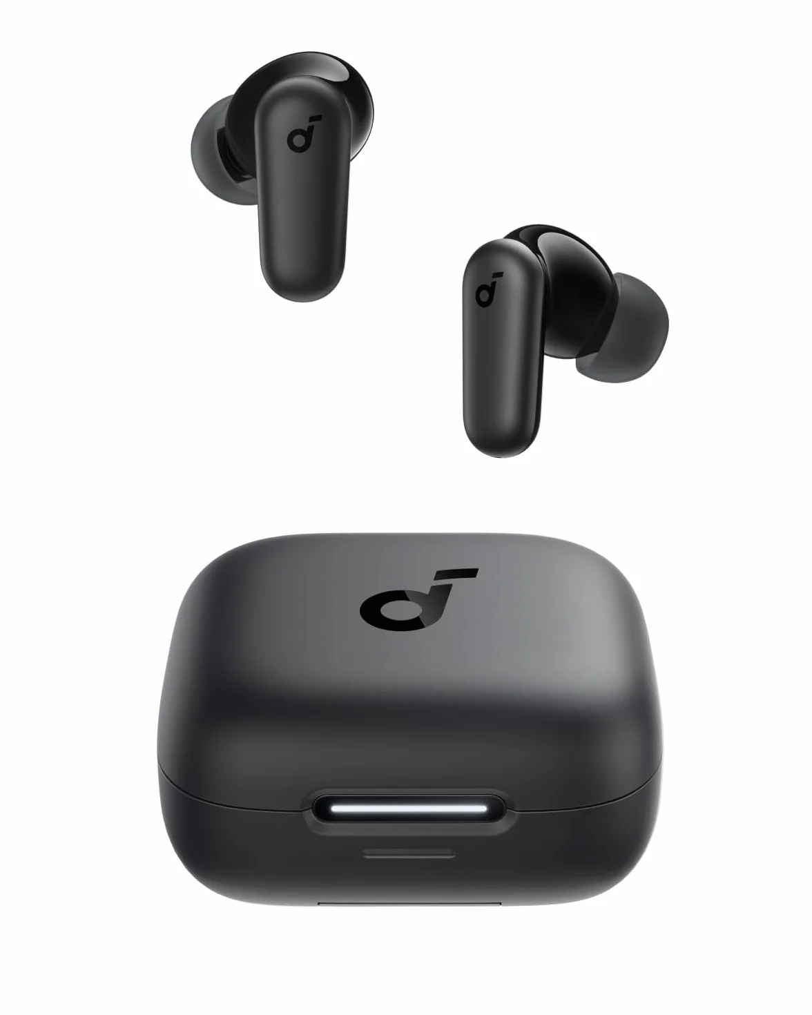 Soundcore Anker P30i bezprzewodowe słuchawki douszne z głośną i inteligentną redukcją szumów, potężny bas, 45 godzin odtwarzania, etui i uchwyt do smartfona 2 w 1, IP54, Bluetooth 5.4 (czarny)