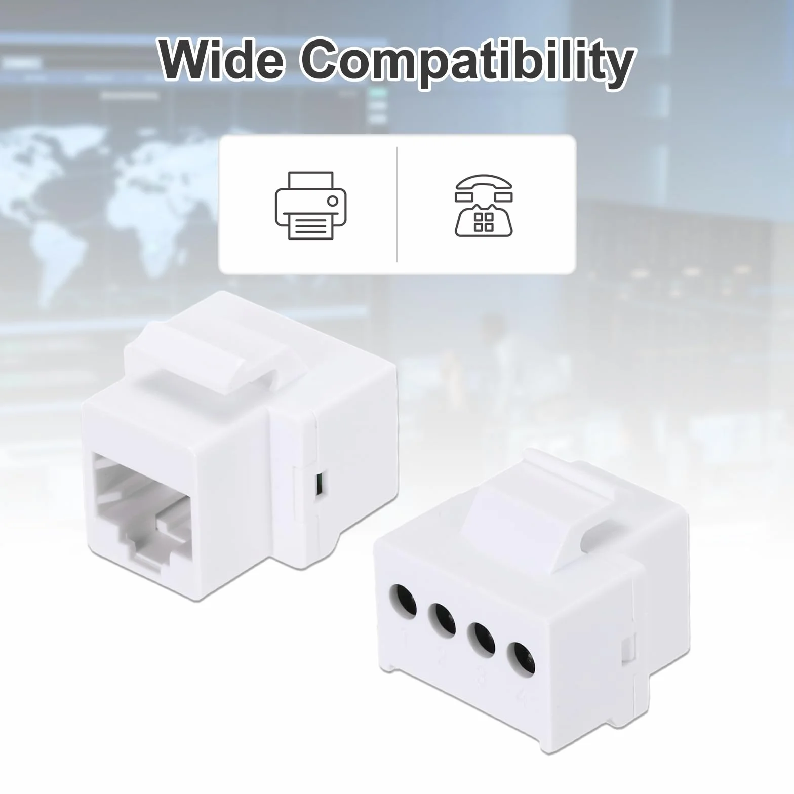 QUARKZMAN 2 sztuki RJ11 Cat 3 Gniazda telefoniczne, Cat3 Jack łącznik z zaciskami śrubowymi do RJ11 6P4C żeńskie, białe
