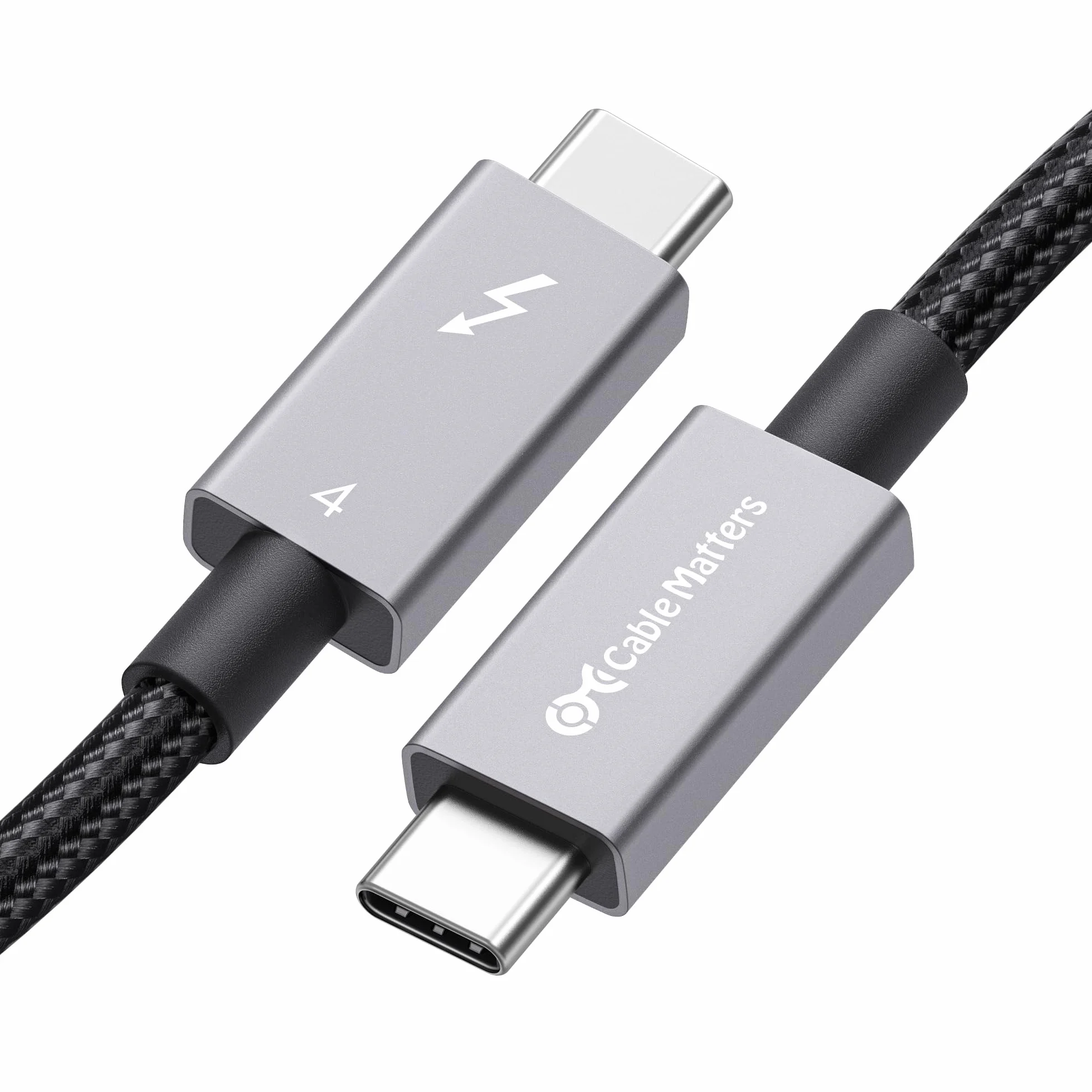 Certyfikat Intel: Cable Matters Pleciony kabel Thunderbolt 4 40 Gb/s, 1 m, czarny, z zasilaniem ładowania 240 W i wideo 8K - w pełni kompatybilny z Thunderbolt 3, USB 4 do Apple MacBook Pro, iMac