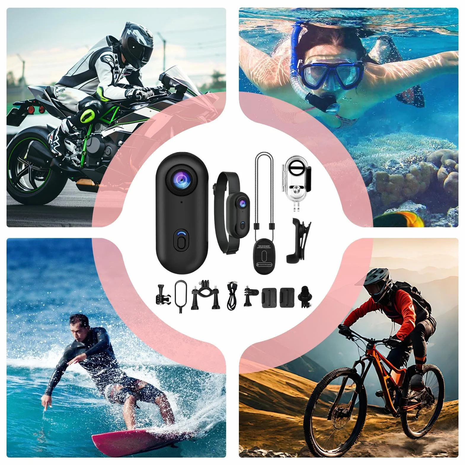 Générique Kciuk Action Camera, Mini kamera sportowa, kompaktowa kamera zewn?trzna, wodoodporne urz?dzenie do blogowania, motocyklowy, rejestrator podró?y, przeno? kamera sportowa
