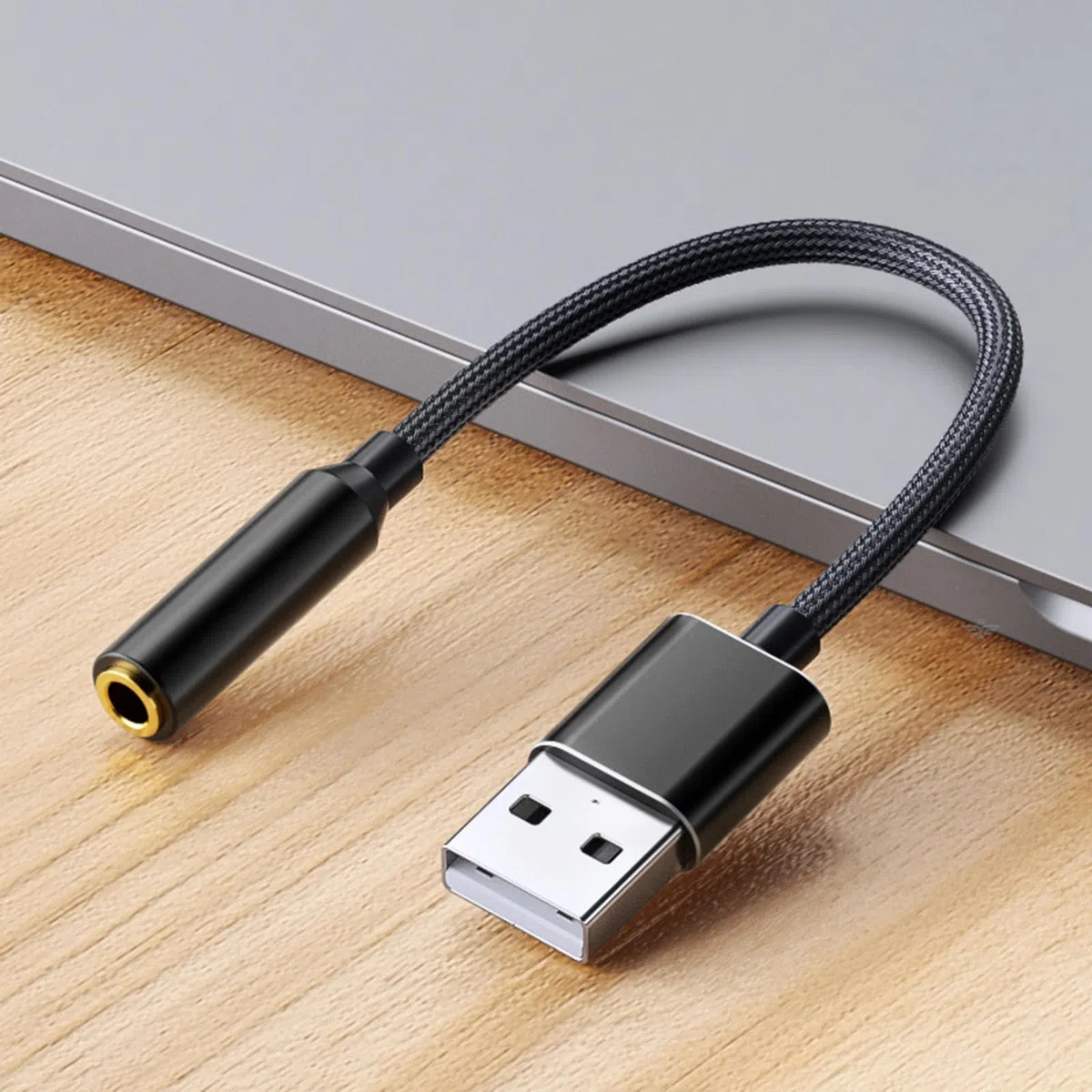 Adapter audio USB na jack 3,5 mm, zewnętrzna karta dźwiękowa USB, złącze TRRS, kompatybilne z słuchawkami, komputerem, laptopem, komputerem stacjonarnym, PS4
