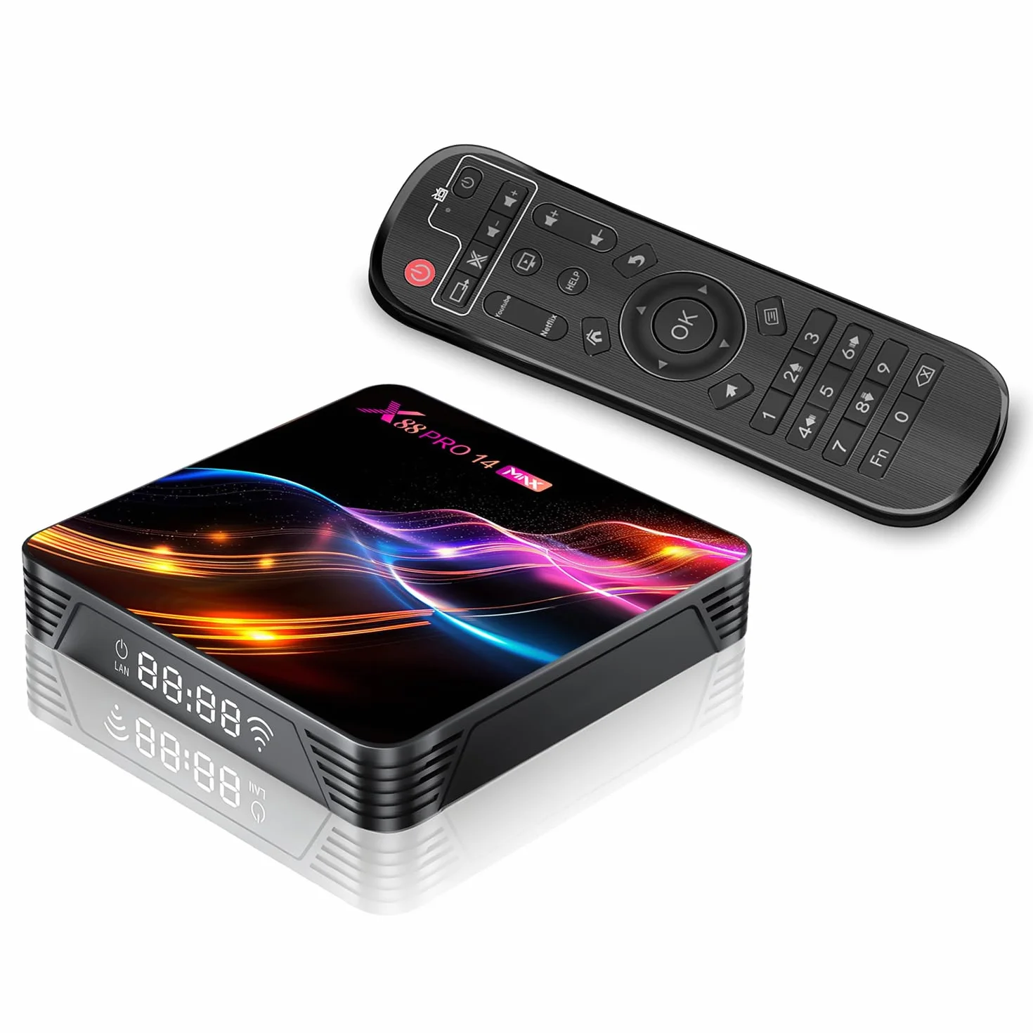GREVA 8K Android 14.0 TV Box 2026, Android Box 4GB RAM 32GB ROM, chipset RK3528, obsługa 2.4GHz/5.0GHz Dual WiFi6, HDR10, BT5.0, Ethernet LAN, Internet TV Box, Bluetooth, 3D HD Smart Media Streaming