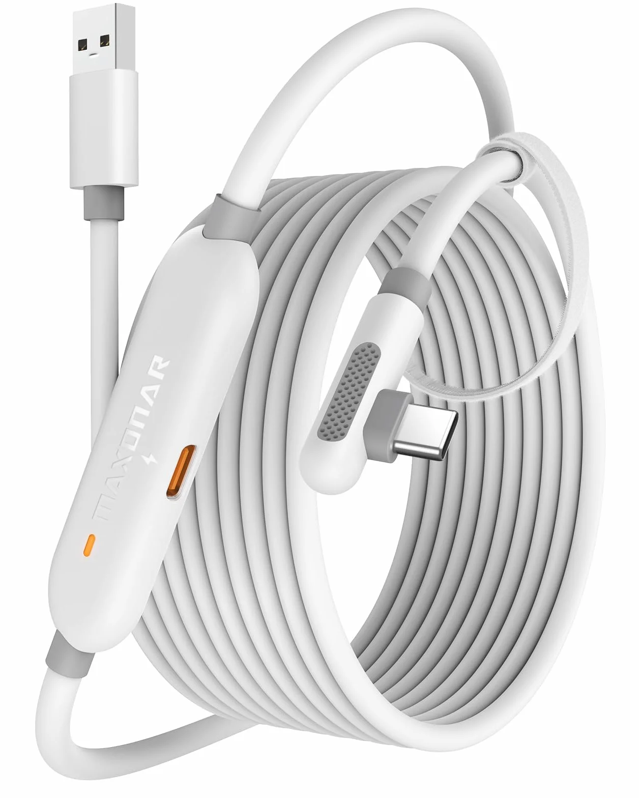 Maxonar [Next-Gen Chip] Kabel do ładowania VR 16FT Kompatybilny z Akcesoriami Meta Quest 3S/Quest 3/Oculus Quest 2/Pico 4 i PC/SteamVR, Niesamowity Prezent - Kabel USB 3.0 5 Gb/s do USB C - Biały