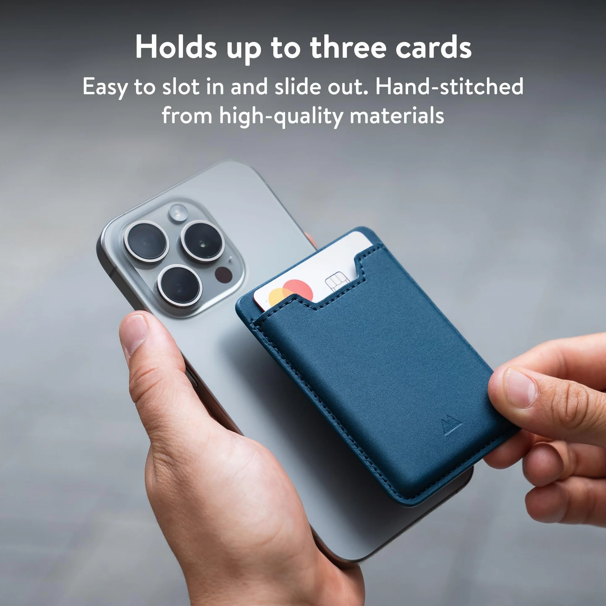 Mous Etui na karty kompatybilne z MagSafe, magnetyczny portfel na telefon komórkowy do modeli iPhone'a 15, iPhone'a 14, iPhone'a 13 i iPhone'a 12, akcesoria kompatybilne z MagSafe, granatowy
