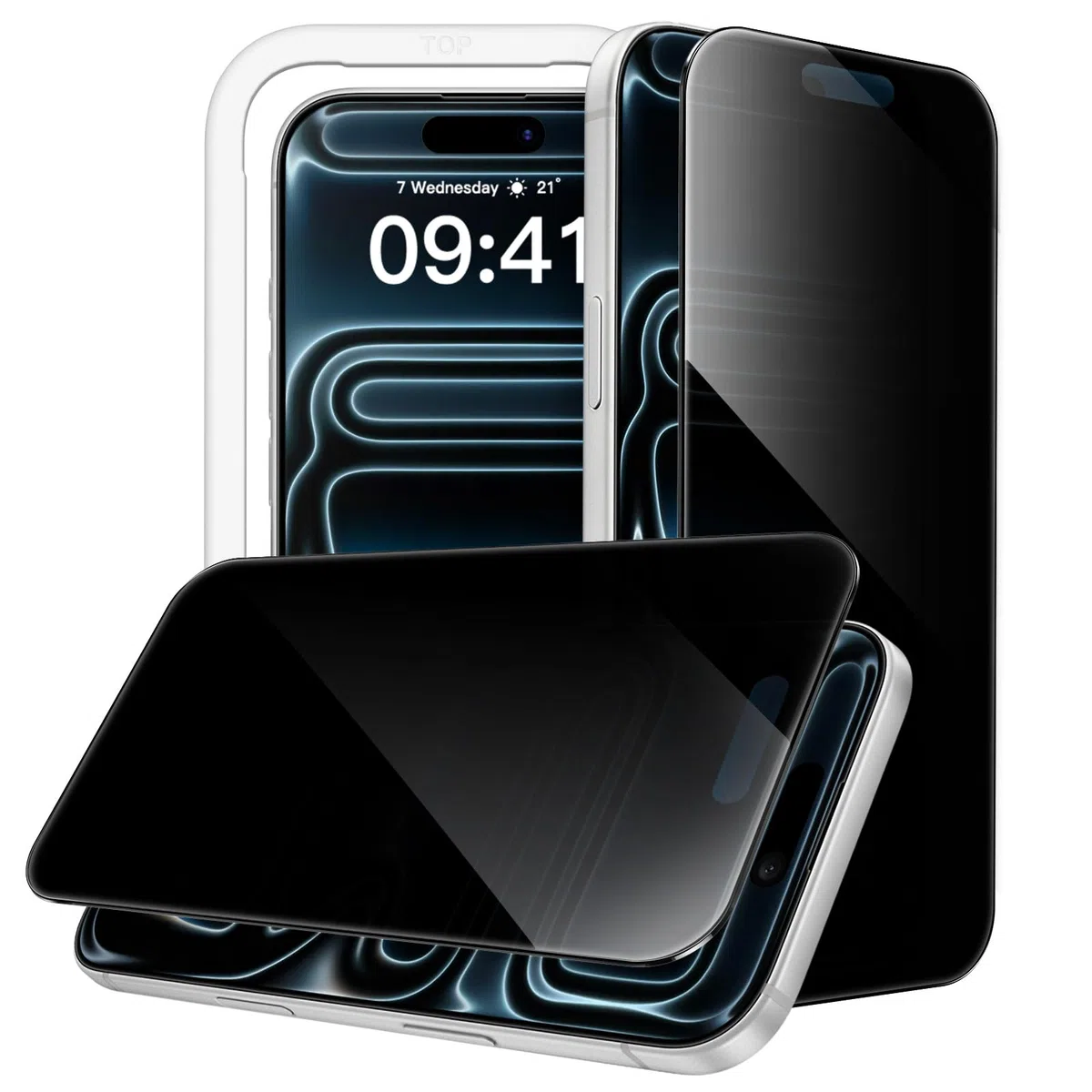 JETech 360 Stopni Prywatność Ochraniacz Ekranu dla iPhone 17 Pro 6,3 Cala, 4-Drożny Antyszpieg Szkło Hartowane Film z Łatwe Narzędzie Instalacyjne, 2 Sztuki
