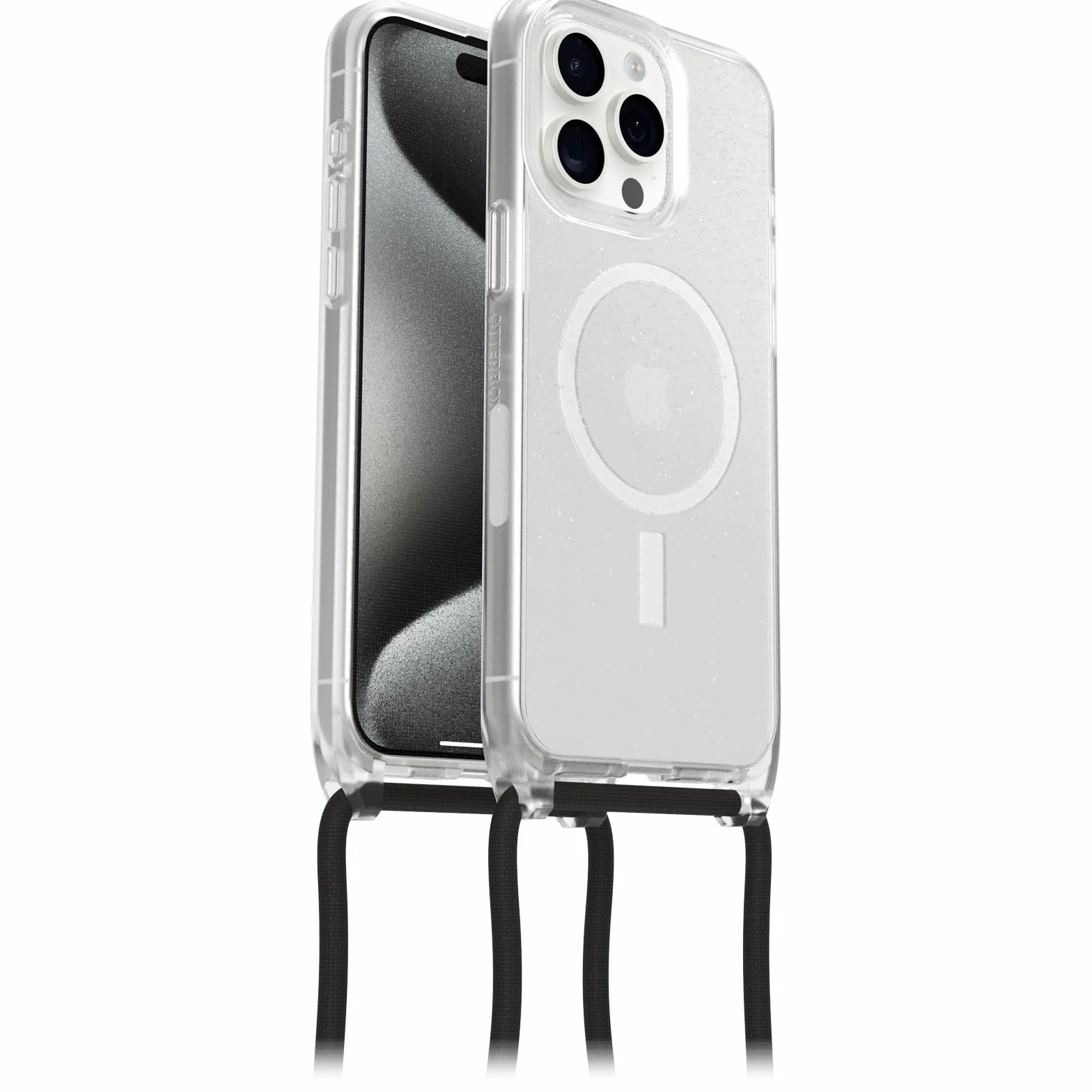 OtterBox React etui ze Smyczą z MagSafe na iPhone 15 Pro Max, etui z regulowanym i odpinanym paskiem na szyje, przetestowane zgodnie ze standardami wojskowymi, Stardust, Bez Opakowania Detalicznego