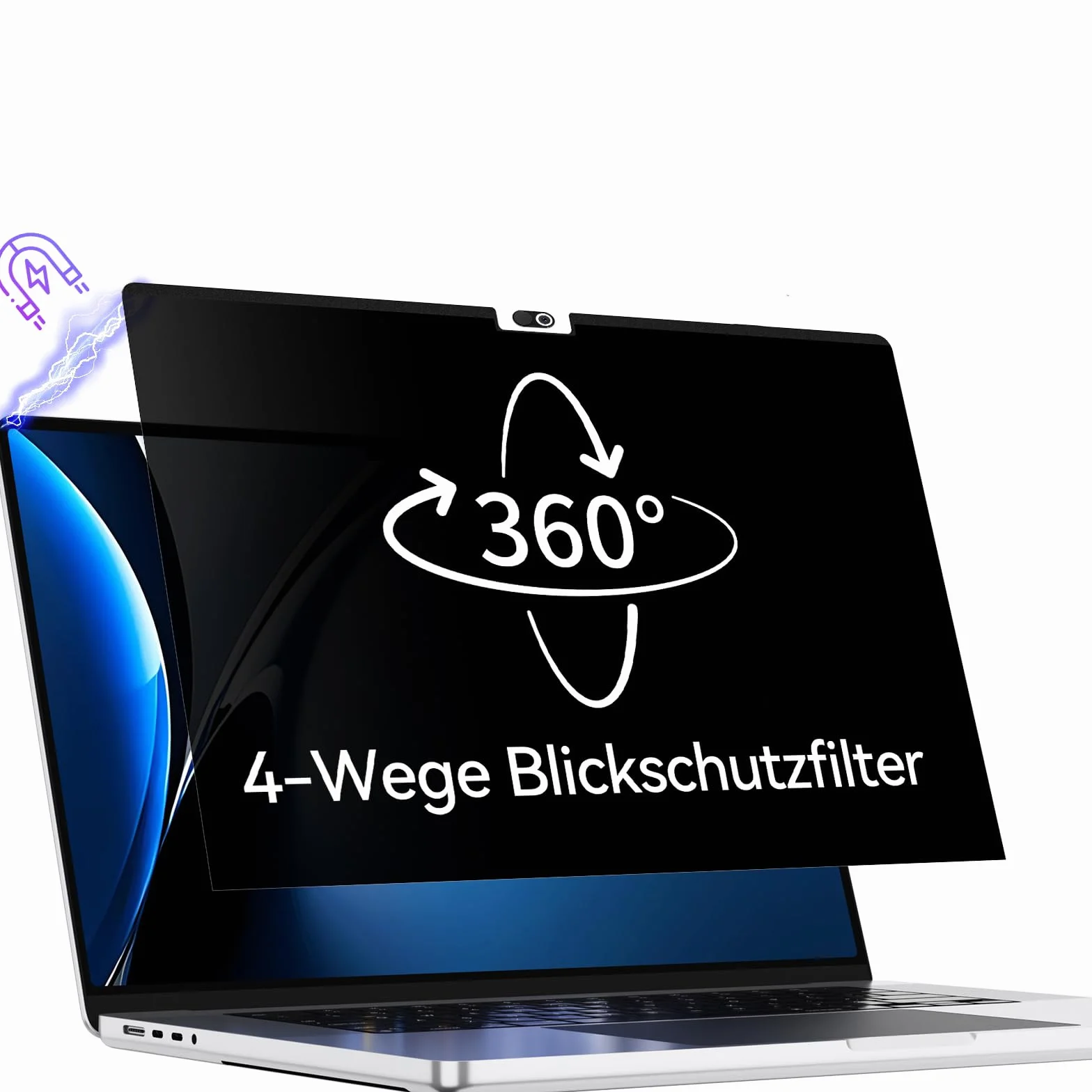 Magnetyczny filtr prywatności 360° do MacBook Air 13 cali M4 2025, ochrona przed oślepieniem, 4-drożny