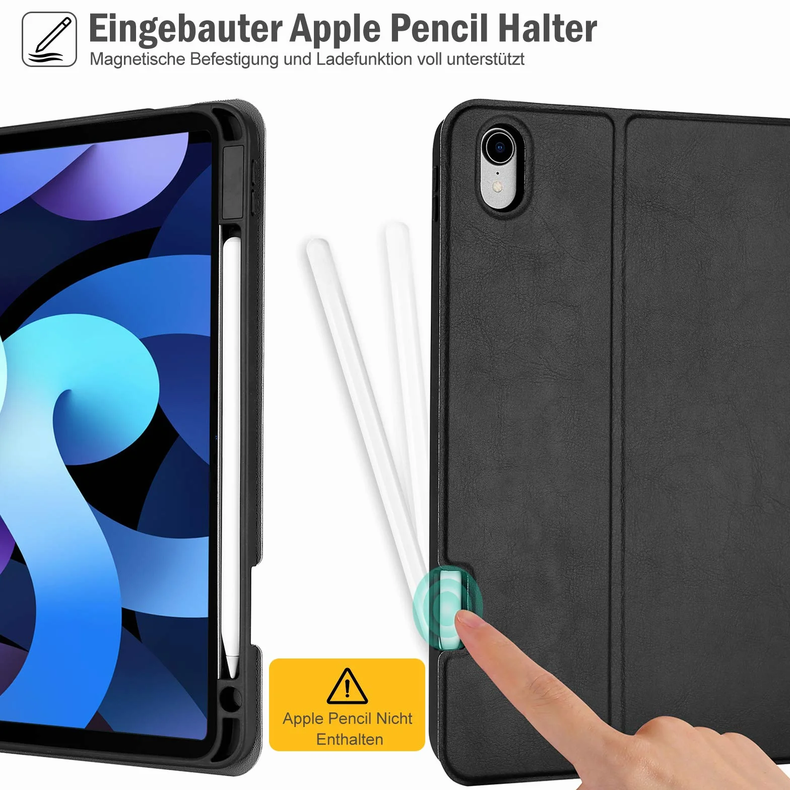 ProCase Niemiecki futerał na klawiaturę z uchwytem na długopis do iPada Air 11" M2 2024 / iPad Air 5 2022 / Air 4 Gen 2020 10,9", ultracienkie, z wyjmowanym magnesem, klawiatura bezprzewodowa