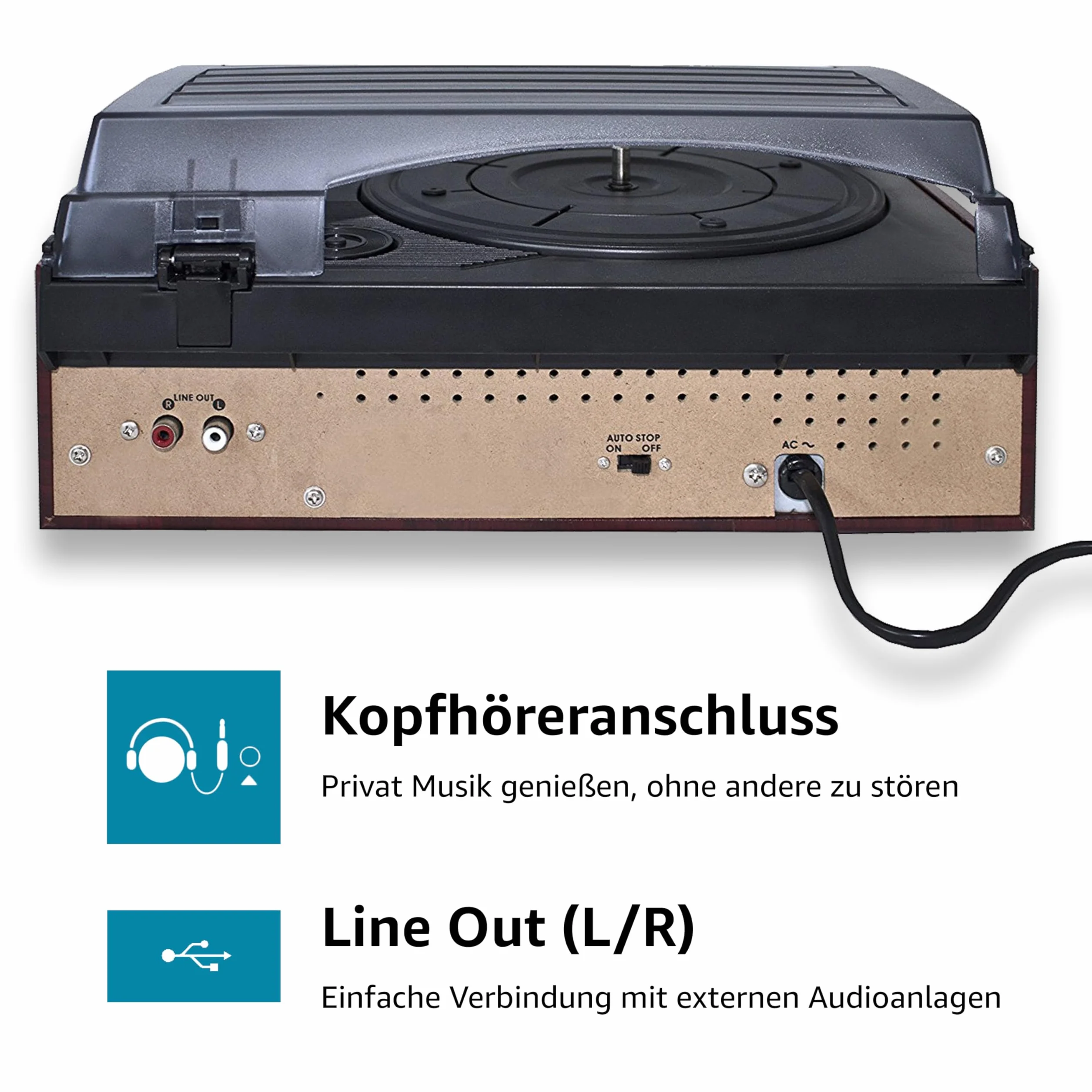 Kärcher KA8050 Gramofon z Wbudowanymi Głośnikami, Wielokolorowy, 28.8 x 31.7 x 14.3 cm