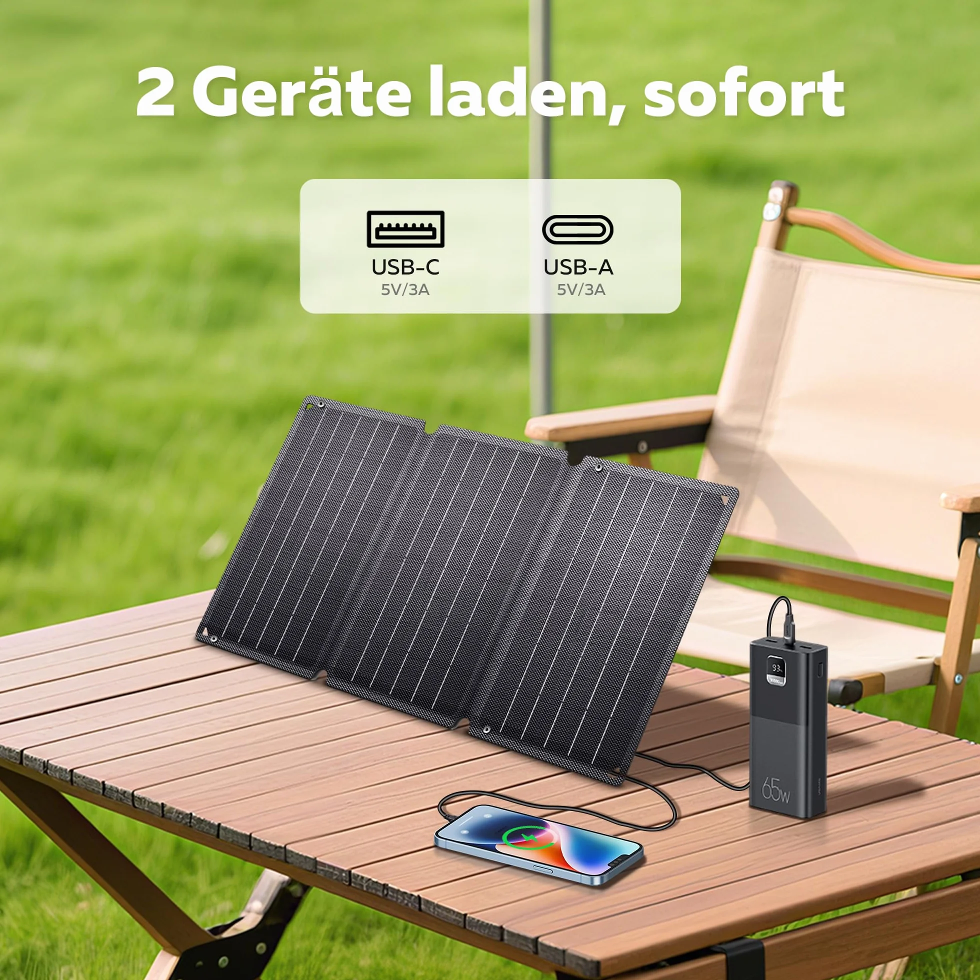 Ładowarka słoneczna 21W przenośny panel słoneczny USB-C DC 3A