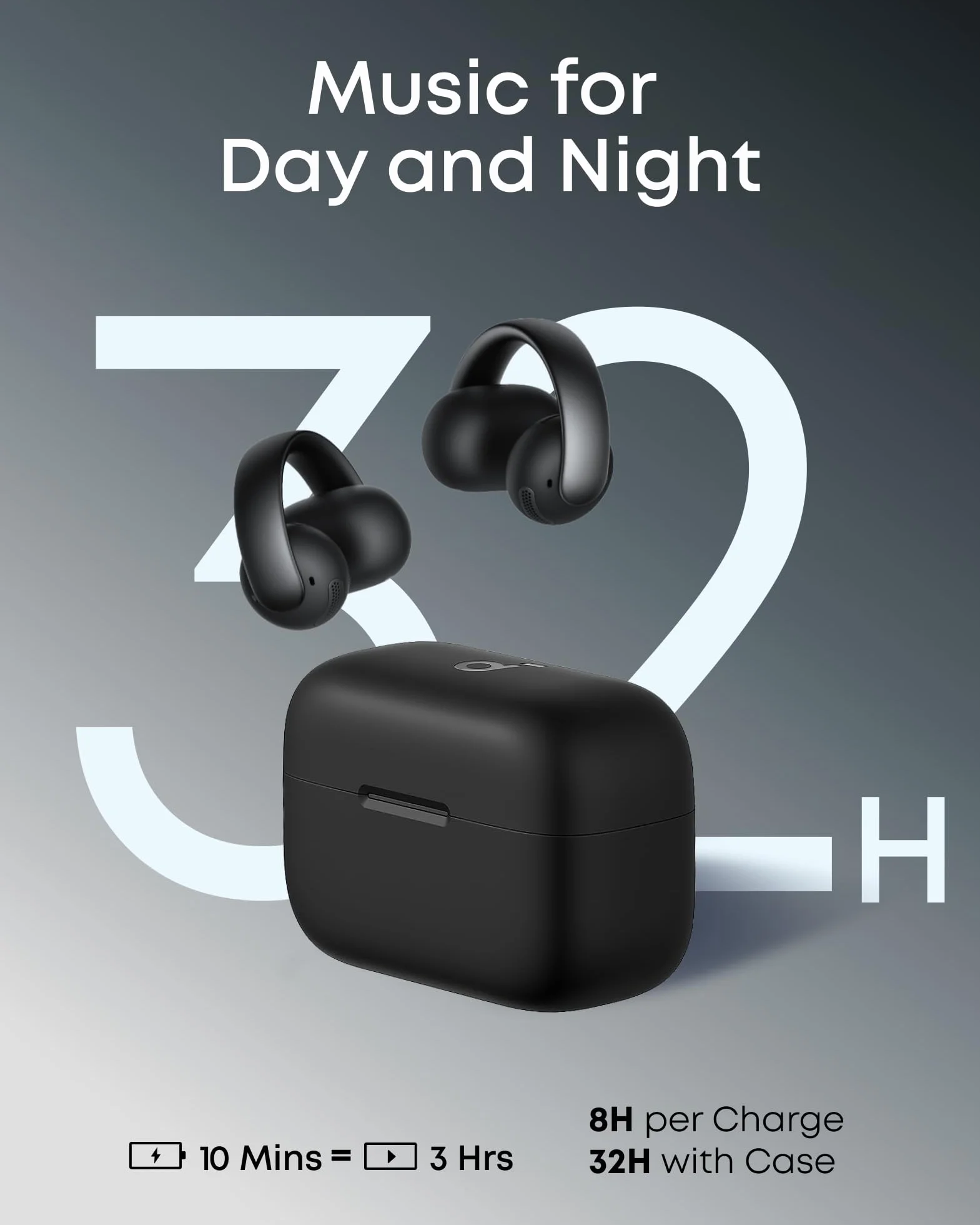 soundcore AeroClip by Anker, słuchawki z otwartym uchem, słuchawki z klipsem, komfort adaptacyjny, wyraźne połączenia z 4 mikrofonami i sztuczną inteligencją, stabilne dopasowanie, sterowniki 13 mm