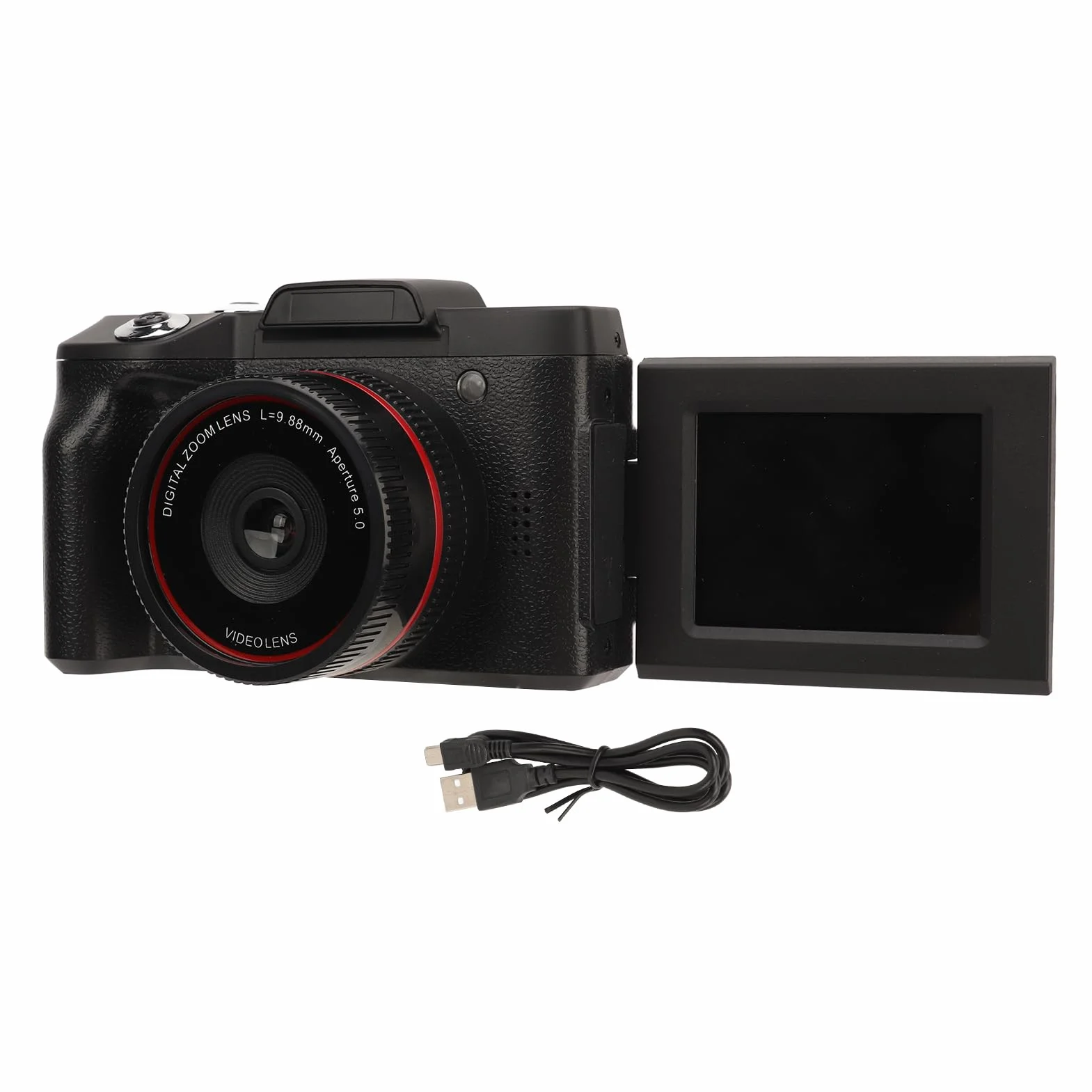 Lustrzanka z Odchylanym Ekranem, rozdzielczość Aparatu Cyfrowego HD 1080P, wielofunkcyjność Kamery Filmowej, Kamera Vlog Kompatybilna ze Statywem