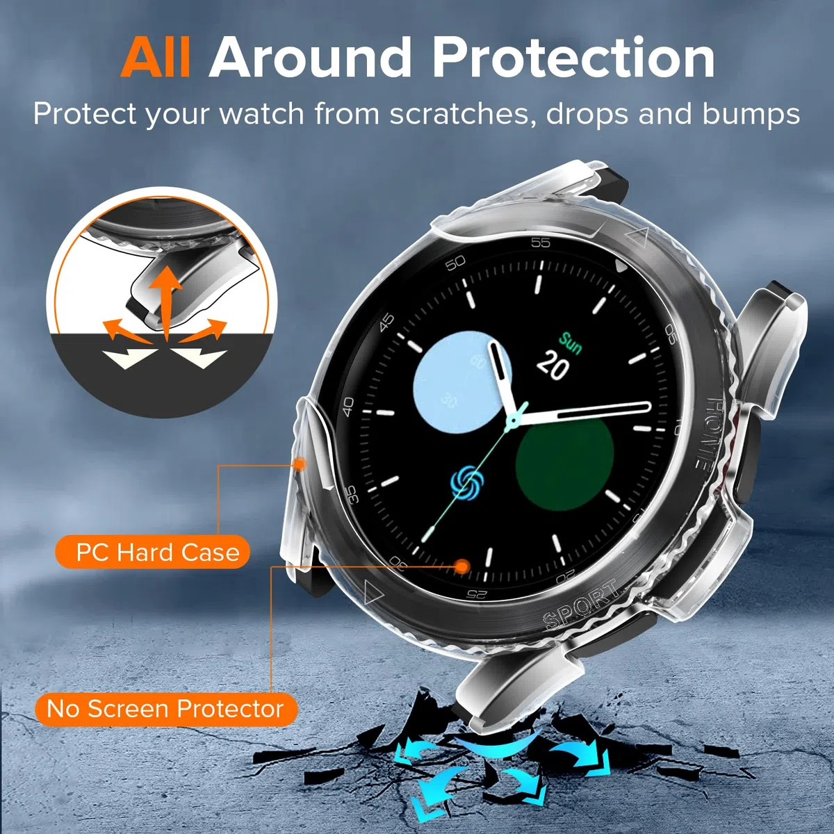 ivoler 3 Pack Hard PC Case do Samsung Galaxy Watch 4 Classic 46mm, [Ochrona wojskowa] Odporne na wstrząsy etui ochronne Ultra cienkie etui odporne na zarysowania, 2 przezroczyste + 1 czarne