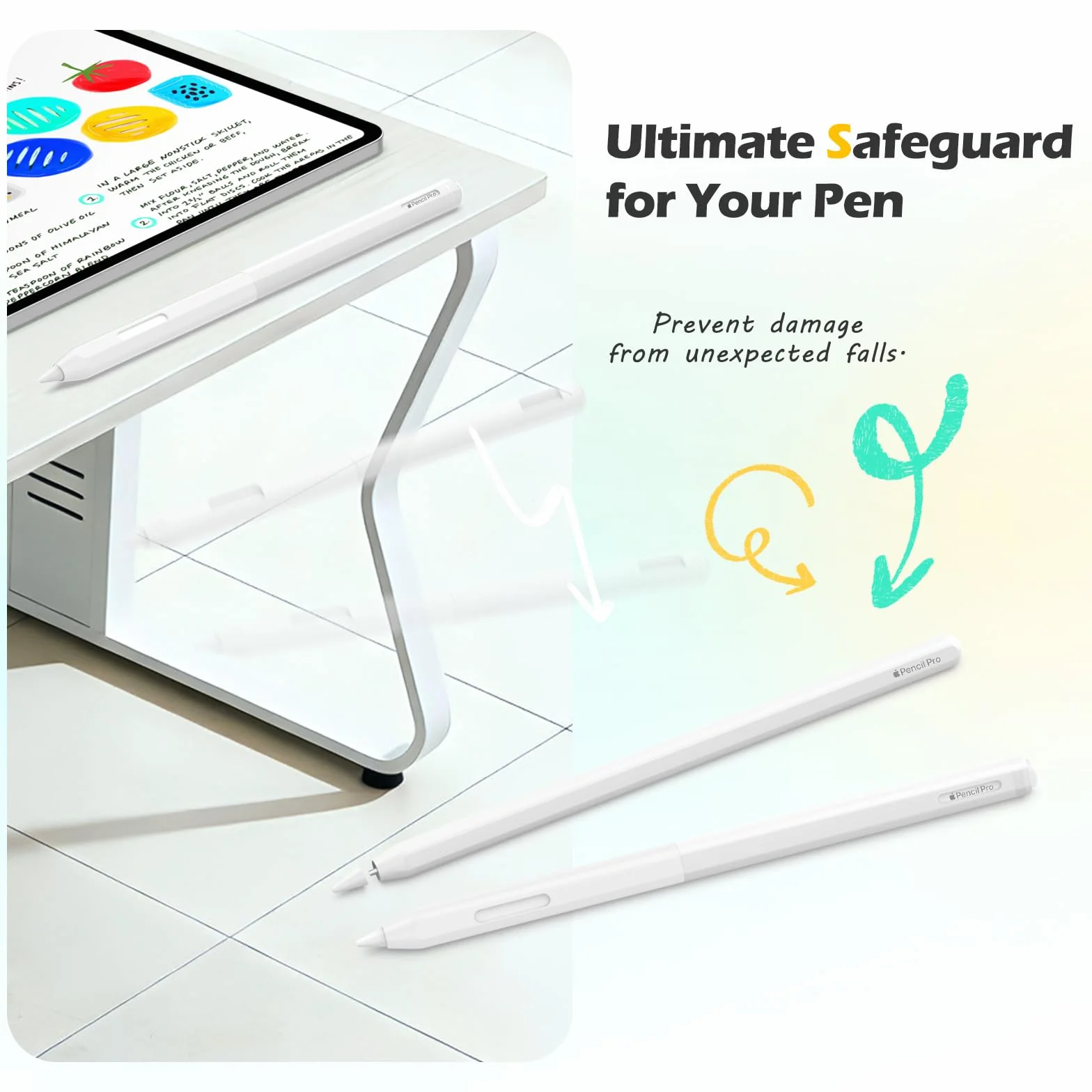 MoKo for Apple Pencil Pro Case, Apple Pencil 2nd Generation Silicone Case, Crystal Clear Case Holder Protective Cover Sleeve Compatible with iPad Pencil Pro and 2nd Generation Only, Crescent White