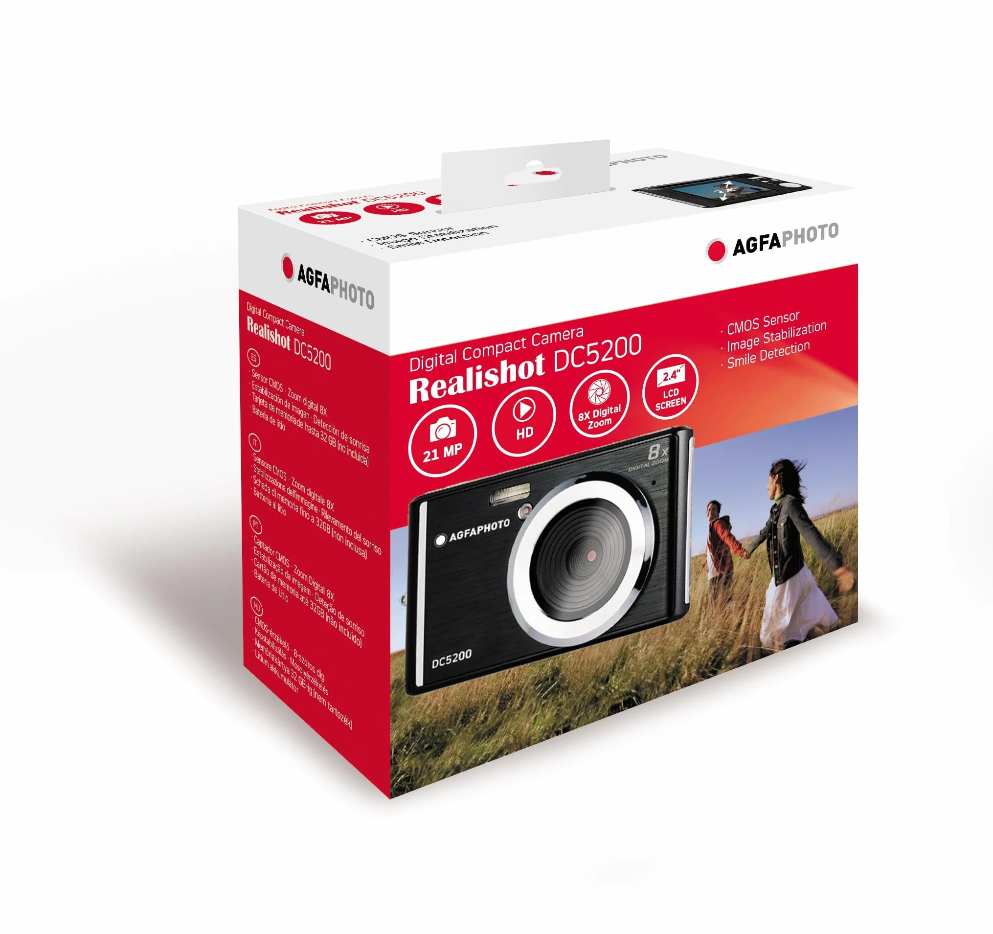 AGFA Photo – kompaktowy aparat cyfrowy z 21-megapikselowym czujnikiem CMOS, 8 x zoom cyfrowy i wyświetlaczem LCD, kolor czarny