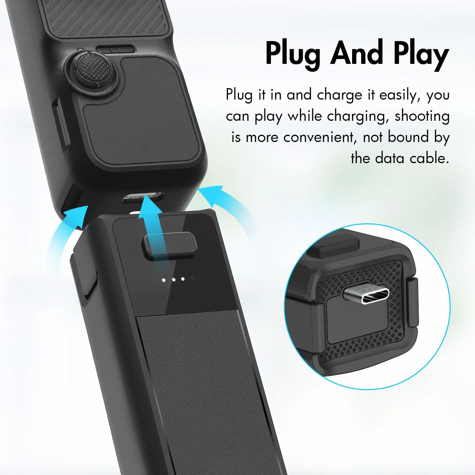 Kompatybilny z Uchwytem Akumulatorowym Pocket 3, Przenośnym Uchwytem Akumulatorowym 2800 MAh do Akcesoriów Pocket 3 Creator Combo, Zarezerwowany Gwint 1/4, Inteligentny