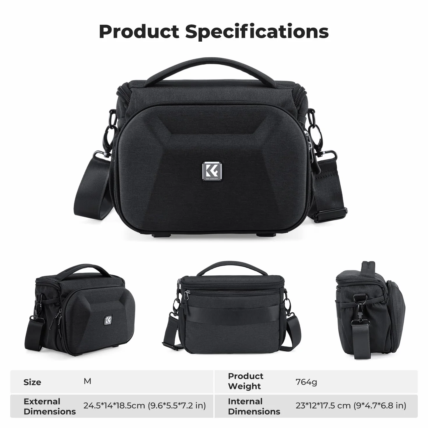 K&F CONCEPT Torba na aparat fotograficzny, mały plecak na lustrzankę, torba na ramię z uchwytem na statyw, czarny