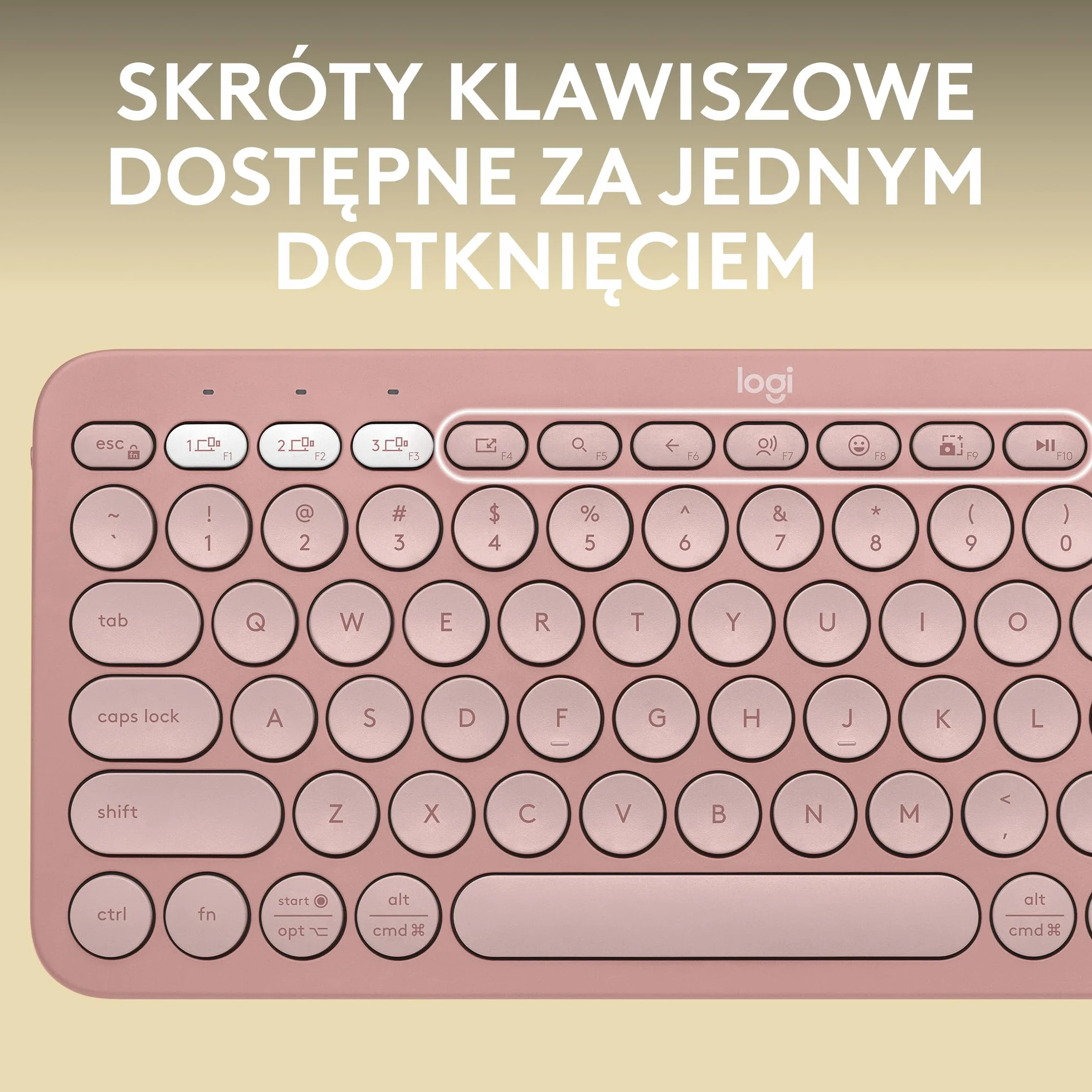 Logitech Pebble Keys 2 K380s, bezprzewodowa klawiatura Bluetooth do wielu urządzeń z ustawianymi skrótami, smukła, przenośna, przełączanie, Windows, macOS, iPadOS, Android, Chrome OS, QWERTY US-Różowy