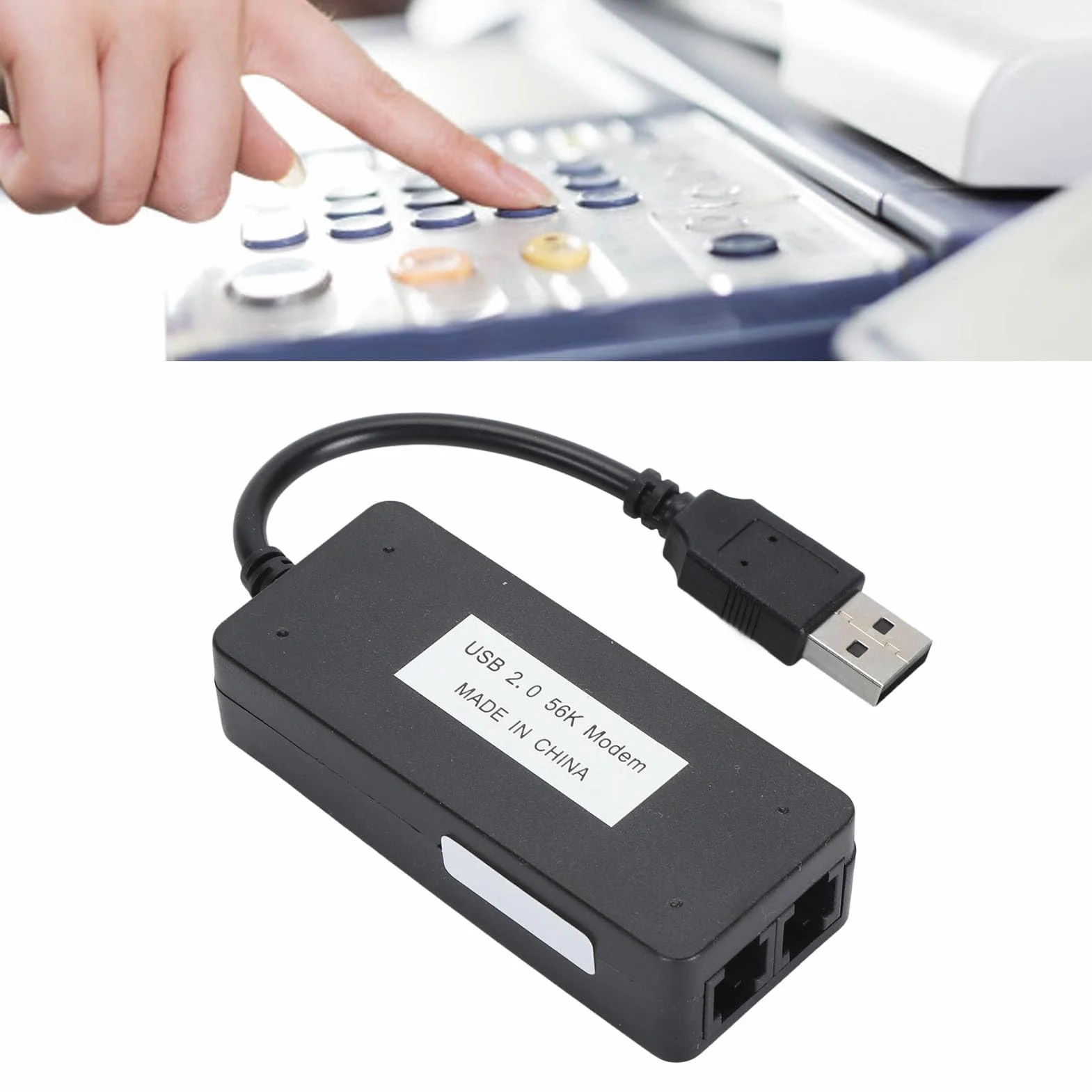 Zewnętrzny Analogowy Faks-Modem USB V.90 56K Dial Up z Dwoma Portami RJ11, Gniazdem na Telefon, Obsługa Identyfikacji Dzwoniącego dla Komputera i Laptopa