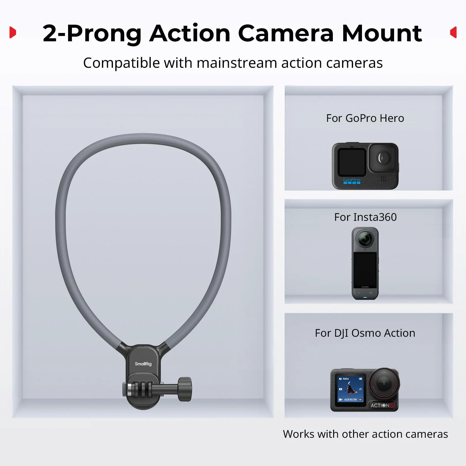 SMALLRIG Magnetyczny uchwyt na szyję do telefonu i kamery sportowej 300g iPhone 16/15/14 Android GoPro 13/12 DJI Action 5 Pro/4/3 Insta360