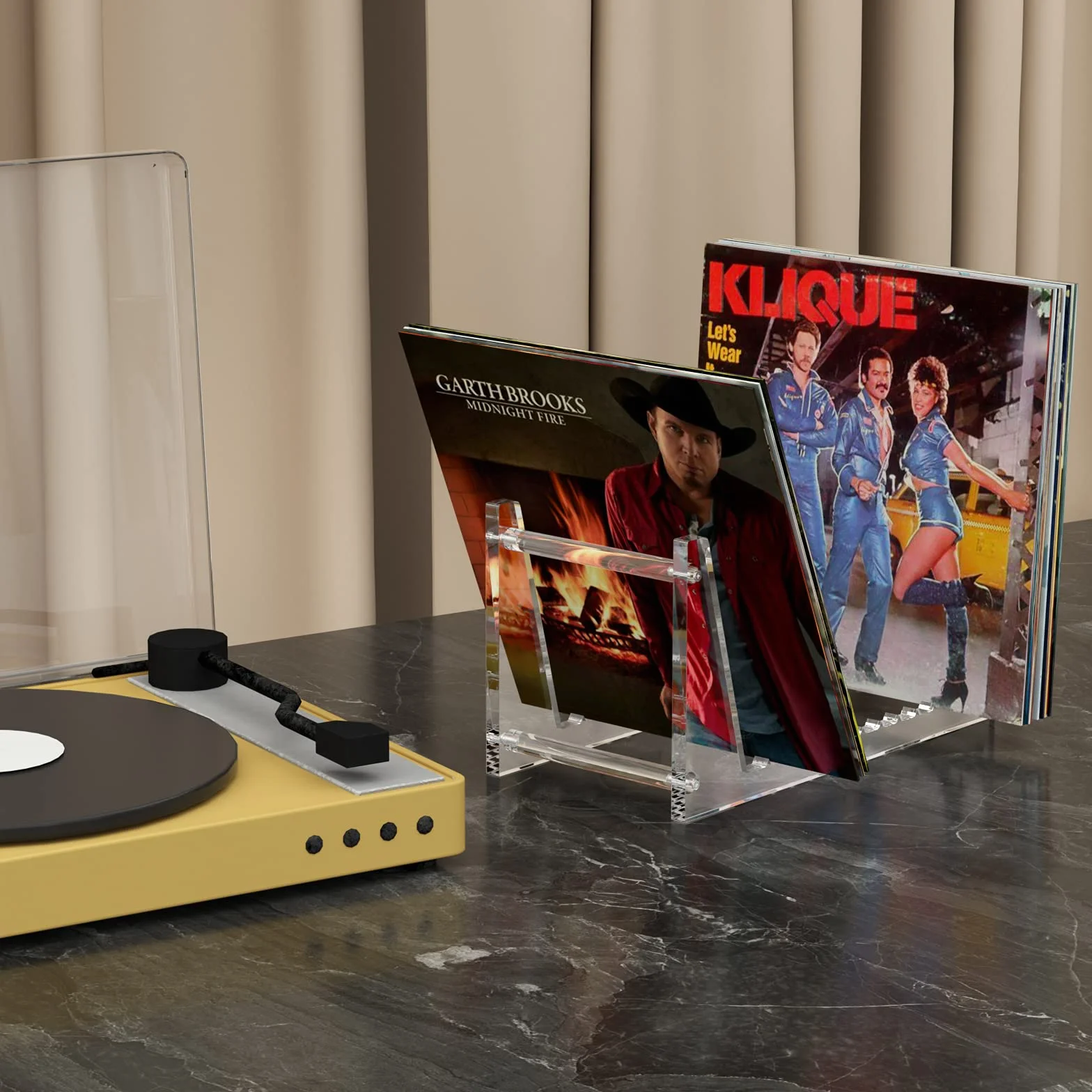 HIIMIEI Akrylowy stojak na płyty winylowe do 50 albumów (przezroczysty)