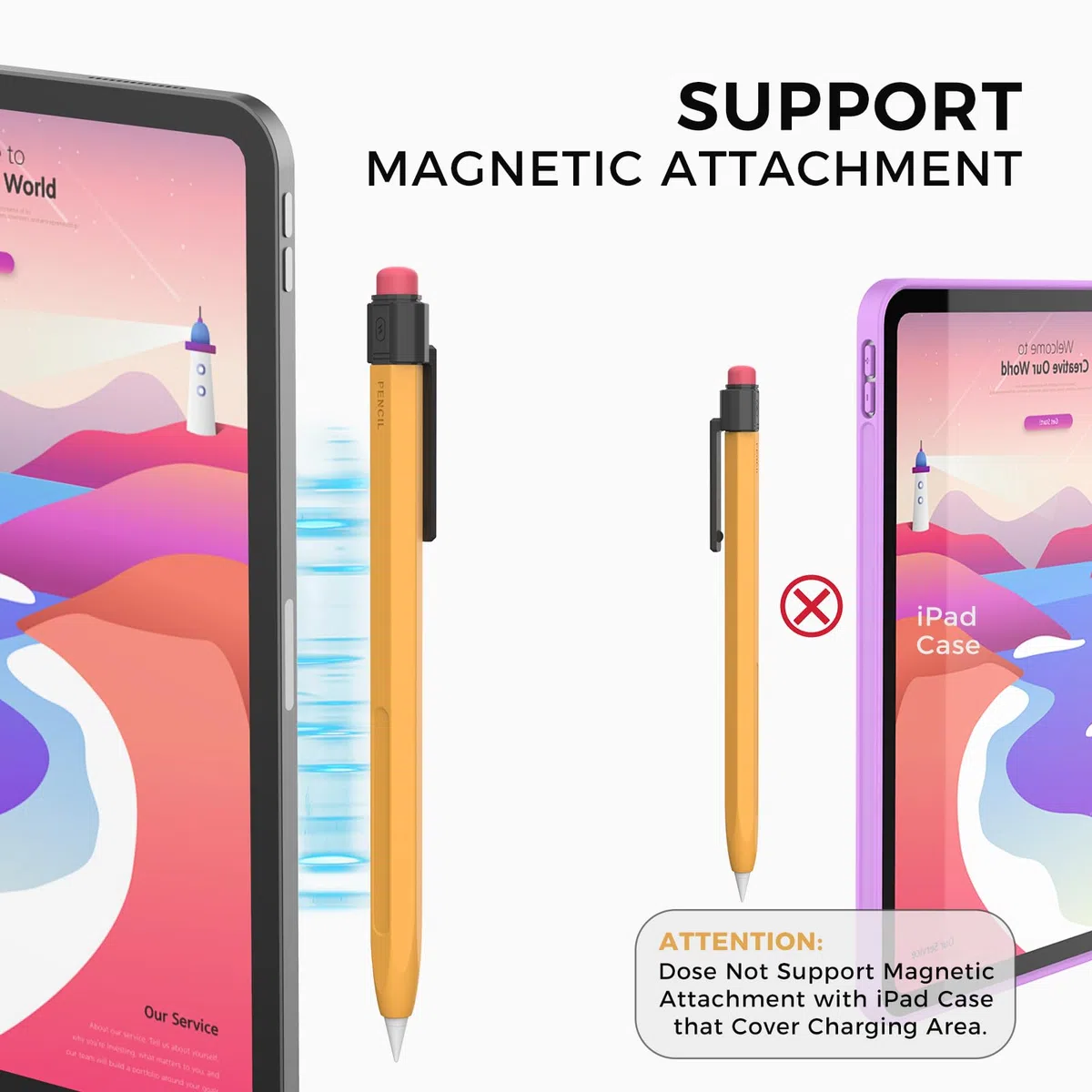 TRONWIN Klasyczne etui do Apple Pencil 2. generacji silikonowe etui Apple Pencil 2 antypoślizgowe etui ochronne kompatybilne z Apple Pencil 2. generacji (żółty)