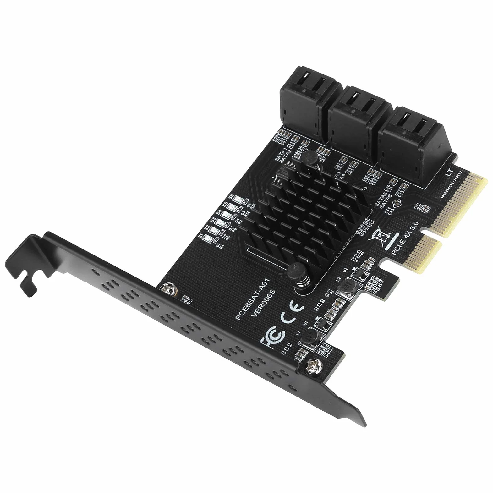 Tbest Karta Sata, 6 portów Asm1166, dysk twardy PCIe Sata3.0 6G Pcie3.0 Gen3 4X, kompatybilny z /Linux/OS X/NAS/Synology