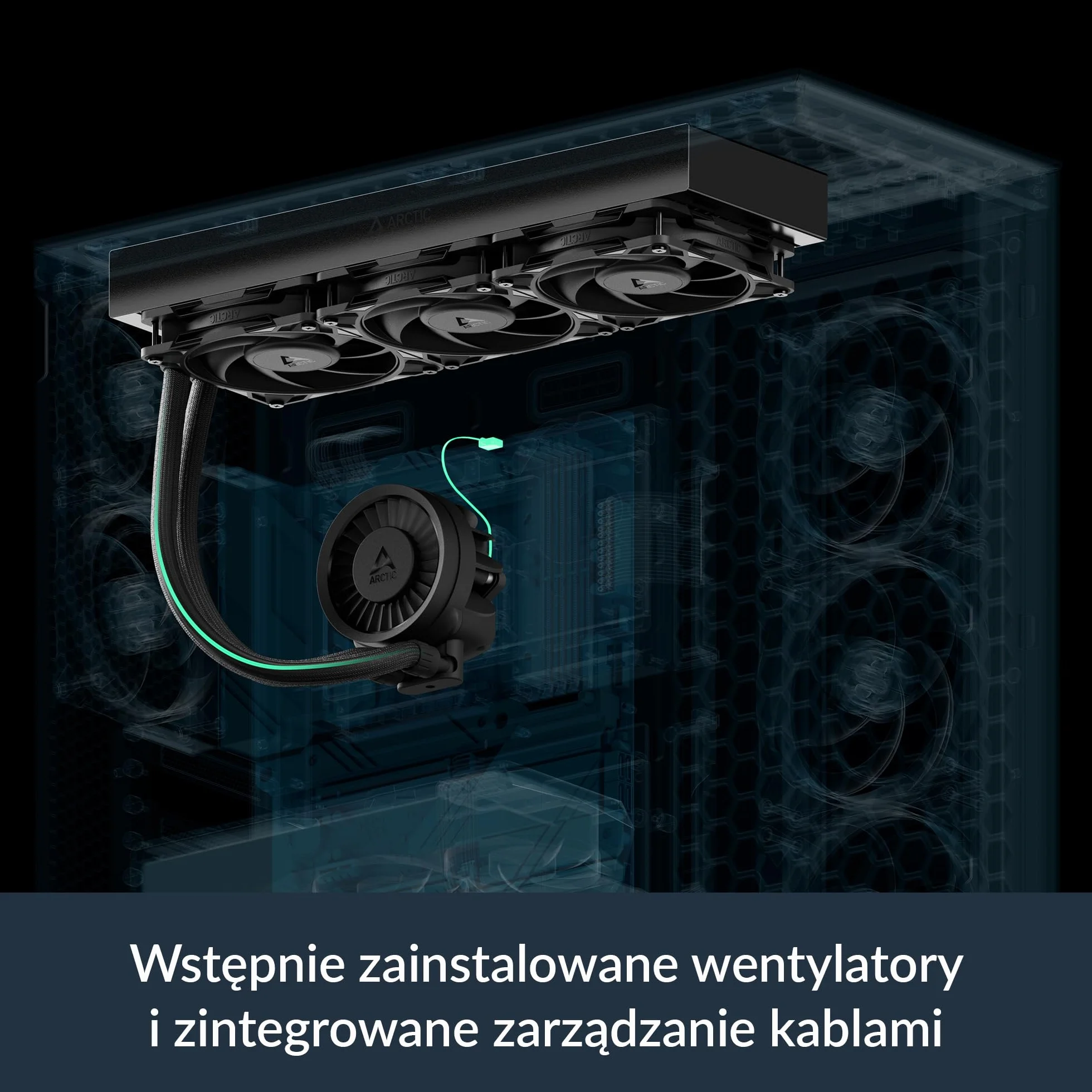 ARCTIC Liquid Freezer III Pro 360 - Chłodnica Procesora AIO, 3 x 120 mm Chłodzenie Wodne, Grzejnik 38 mm, Pompa PWM, Wentylator VRM, AMD AM5/AM4, Intel LGA1851/1700 Rama Kontaktowa - Czarny
