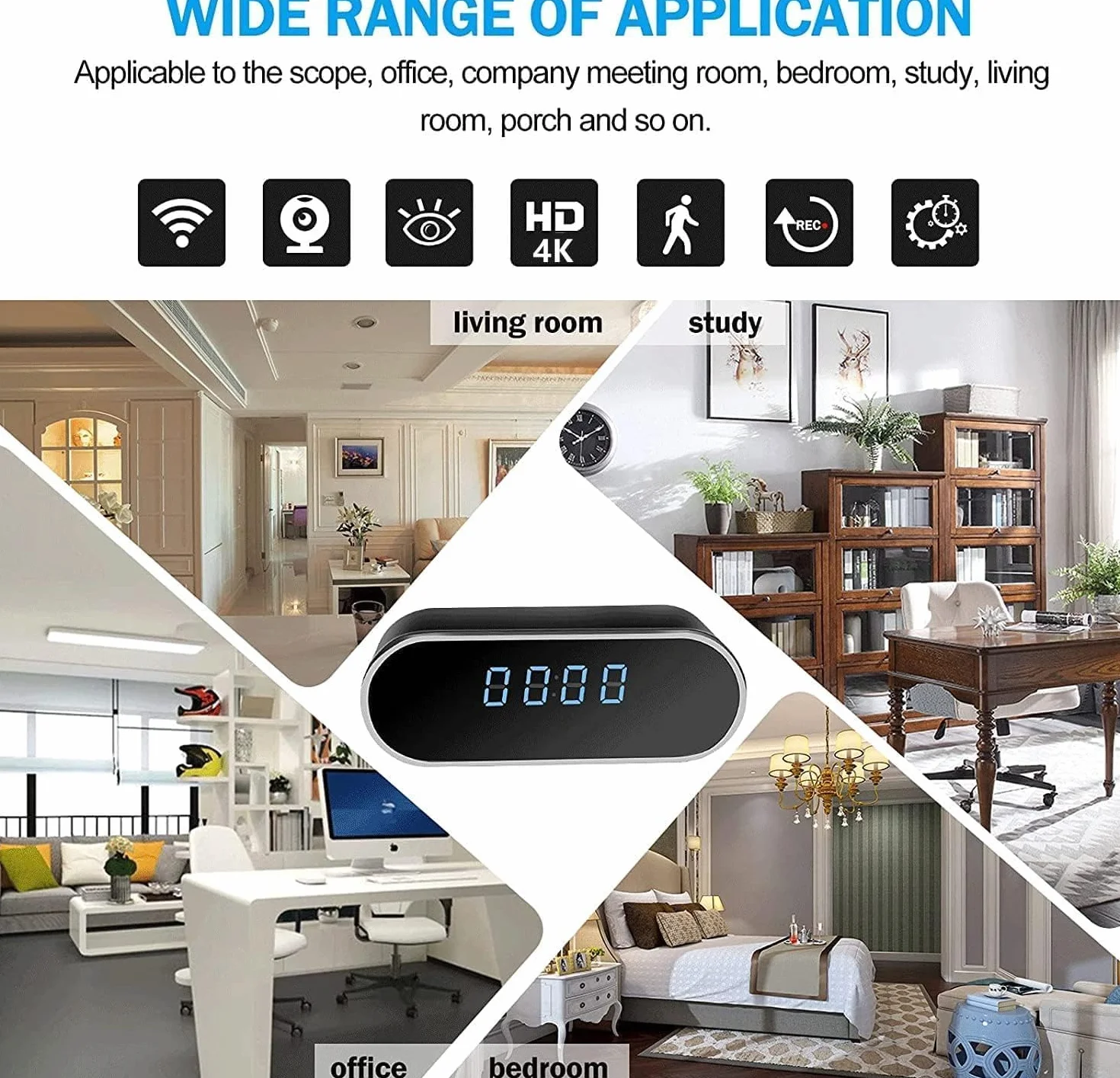 Budzik 4K FULL UHD WiFi czerwona kamera szpiegowska kamera wideo Mini DV Przenośny rejestrator wideo Obsługa Android iPhone App Vista Pilot 140 Kąt widzenia w nocy Wykrywanie ruchu