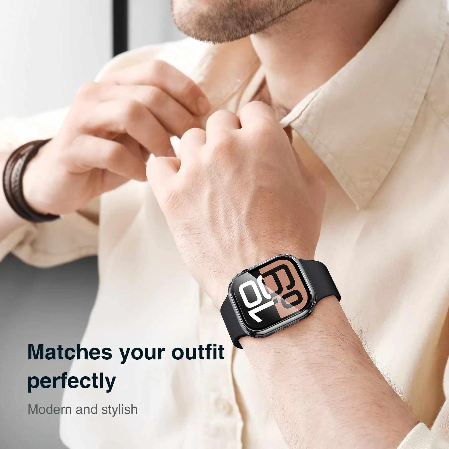 LK 2 sztuki etui ochronne do Apple Watch Series 11/10, folia ochronna na wyświetlacz 42 mm, twardość 9H, czysta HD, pełna ochrona, odporne na zarysowania, twarde etui ochronne z poliwęglanu do iWatch
